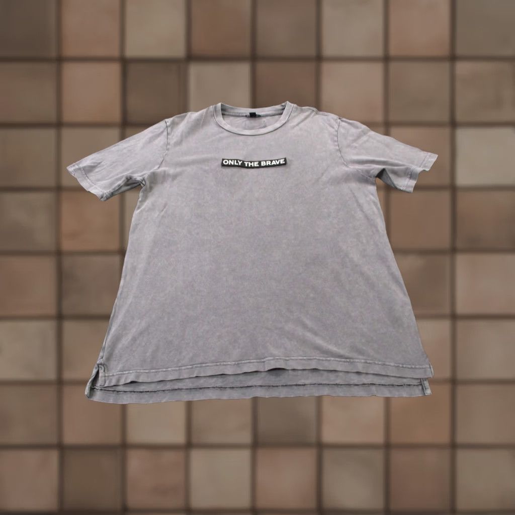 Diesel T Shirt Mens L Gray Logo Just Slits Graphic Slogan Tee