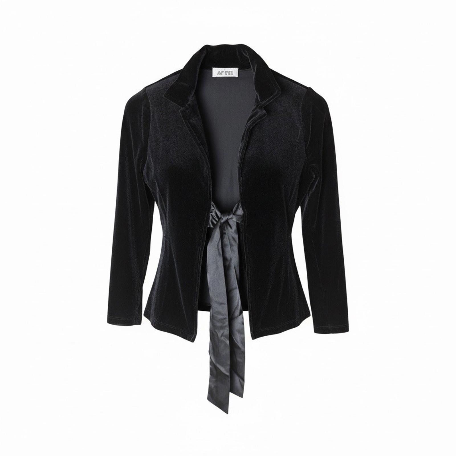 Other Vintage Amy Byer Black Velvet Tie Front Blazer Jacket USA L Size L / US 10 / IT 46 - 1 Thumbnail
