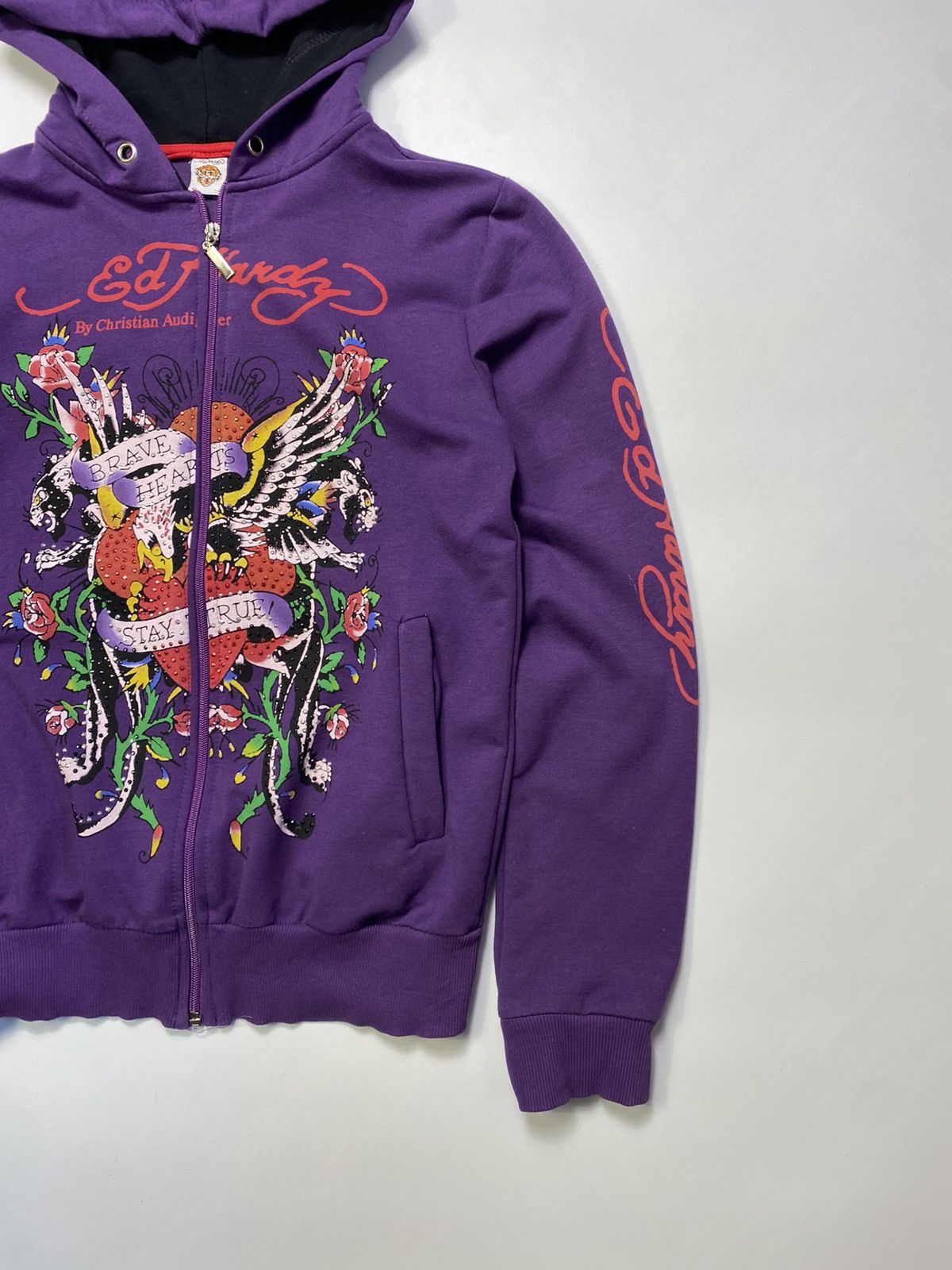 Ed Hardy Vintage Ed hardy Y2K big logo rhinestones zip hoodie Size L / US 10 / IT 46 - 2 Thumbnail