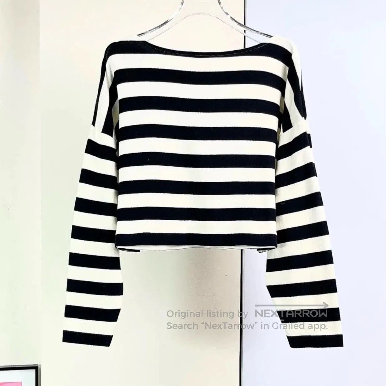 Celine Celine Black White Striped Cropped Knit. Size M / US 6-8 / IT 42-44 - 2 Thumbnail