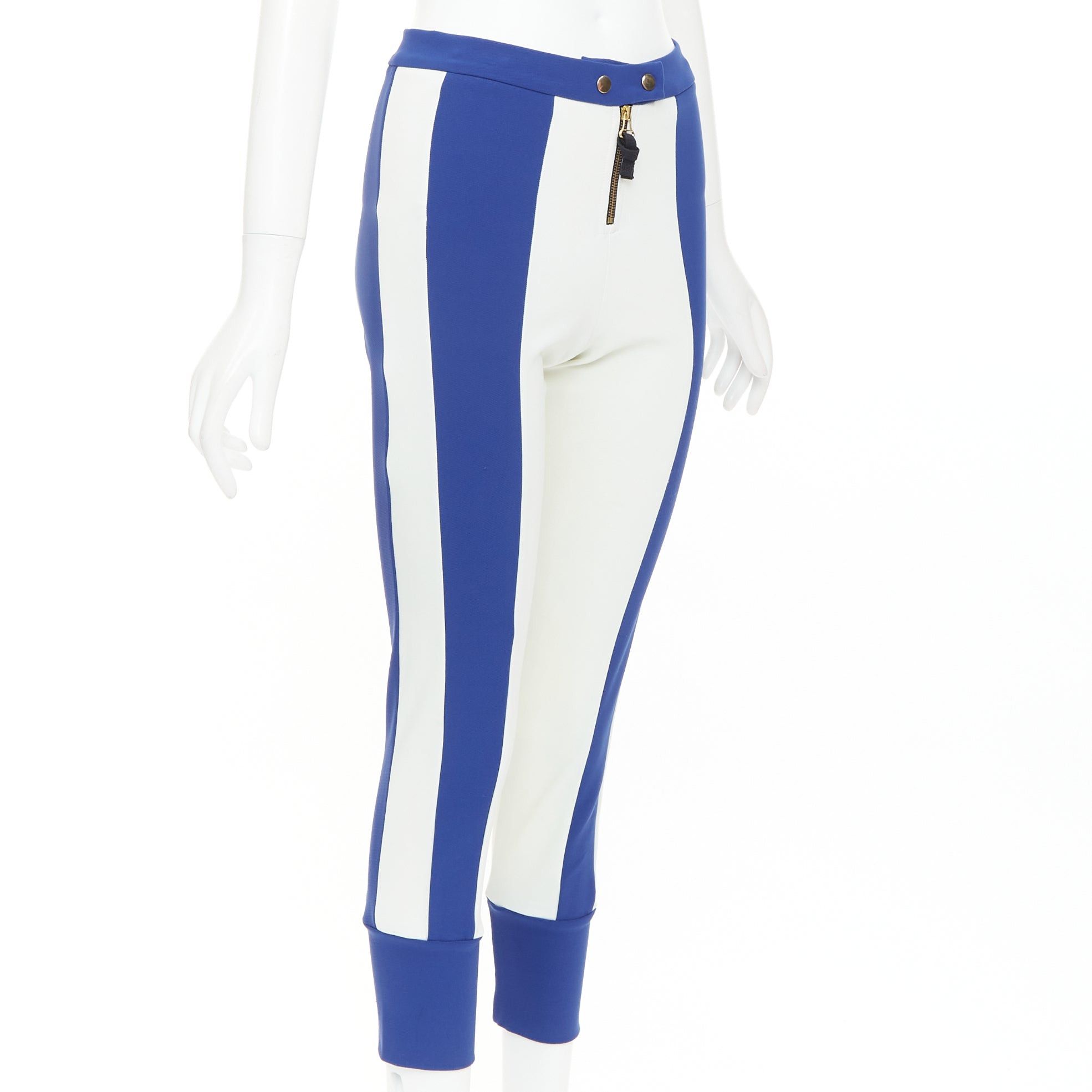 Marni MARNI 2012 electric blue cream stretchy cropped riding pants IT40 S Size 27" / US 4 / IT 40 - 1 Thumbnail