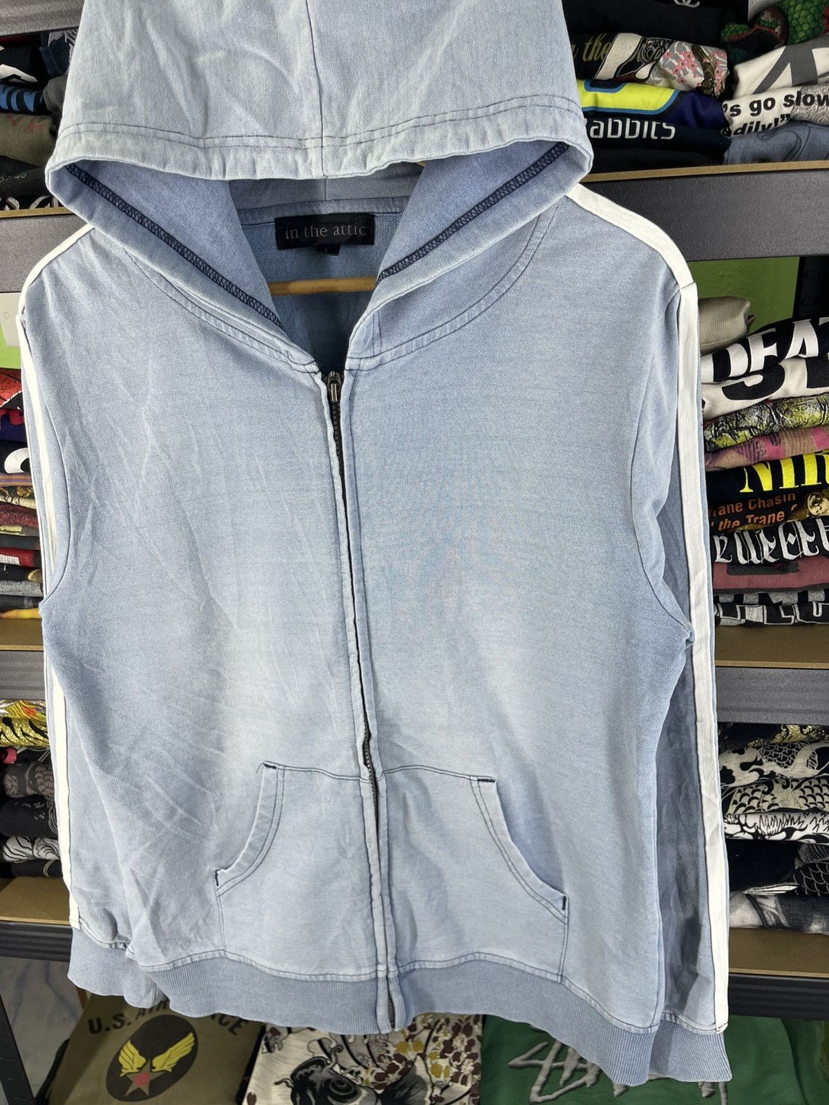 In The Attic Vintage In The Attic Zip Hoodie White Stripes Size US L / EU 52-54 / 3 - 4 Thumbnail