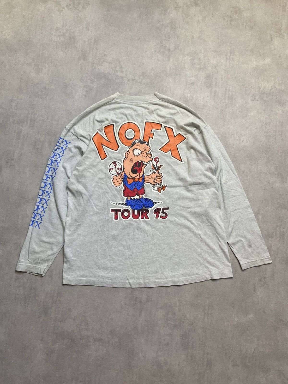 1995 tour nofx tee longsleeve grey screen stars