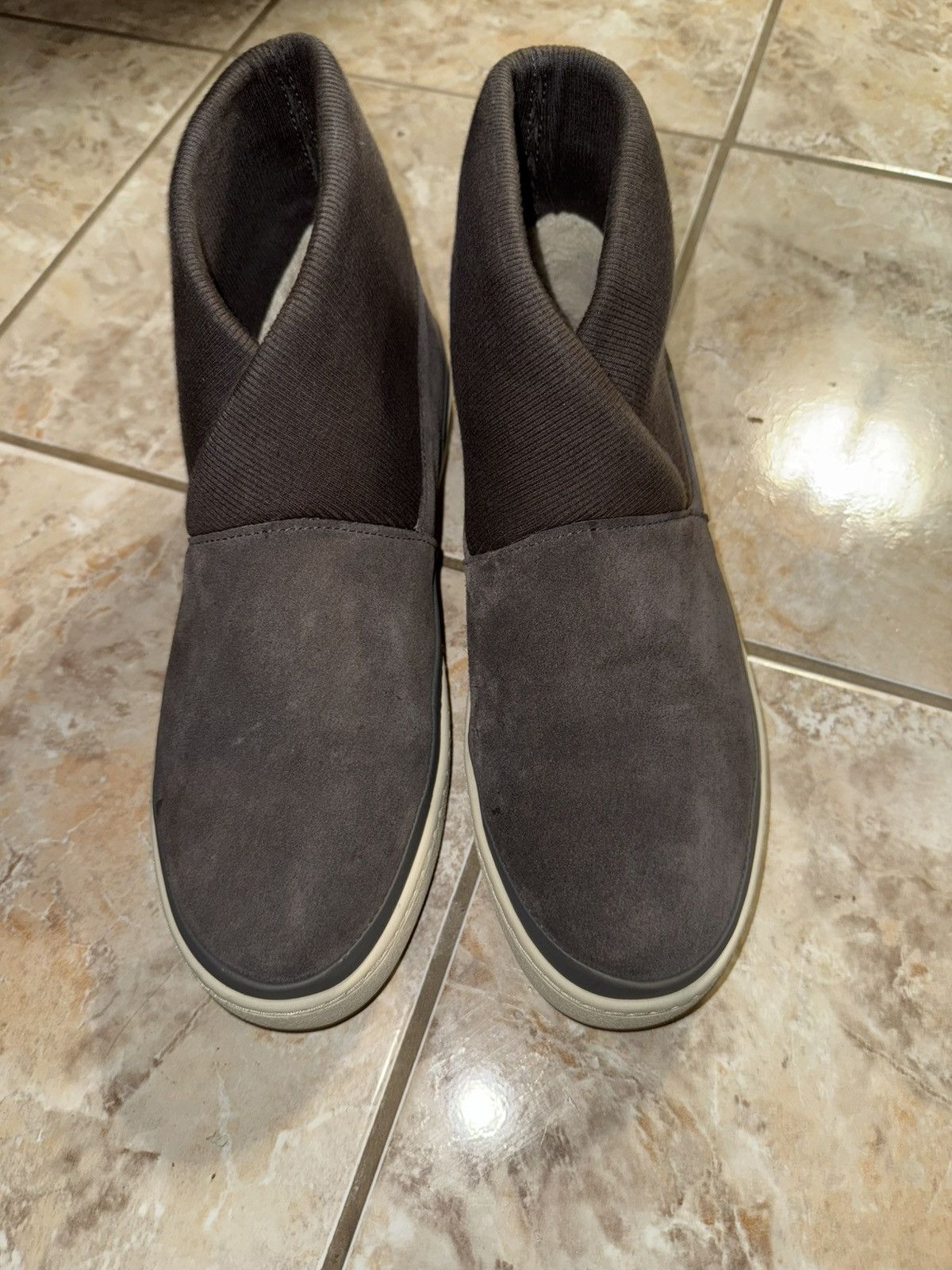MULO Mulo Brown/Gray Suede and Ribbed-Knit Slippers Size 10 Size US 10 / EU 43 - 4 Thumbnail