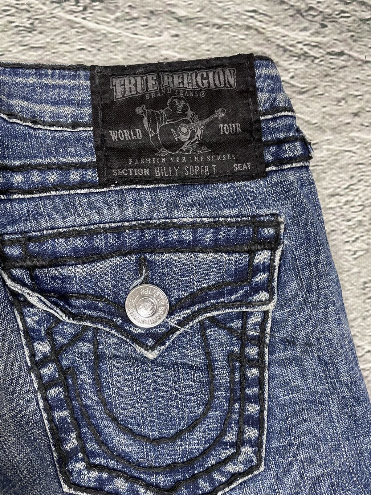 True Religion True Religion navy blue jeans black thick stitching Billy Size 27" / US 4 / IT 40 - 3 Thumbnail