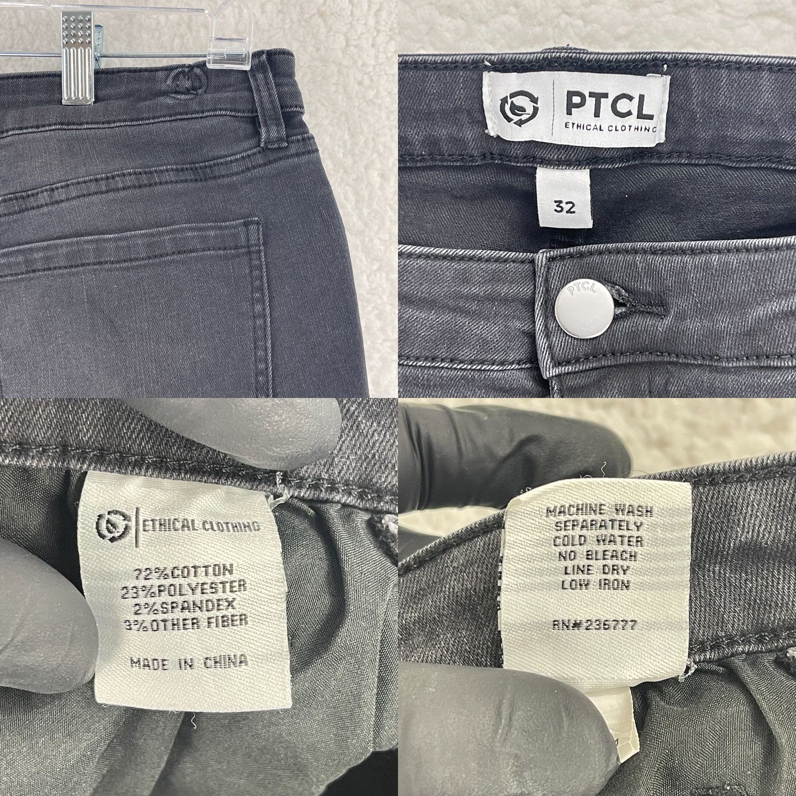 Vintage PTCL Black Denim Flare Jeans Womens 32 High Rise Stretch Casual Wide-Leg Regular Size 24" / US 00 / IT 34 - 10 Thumbnail