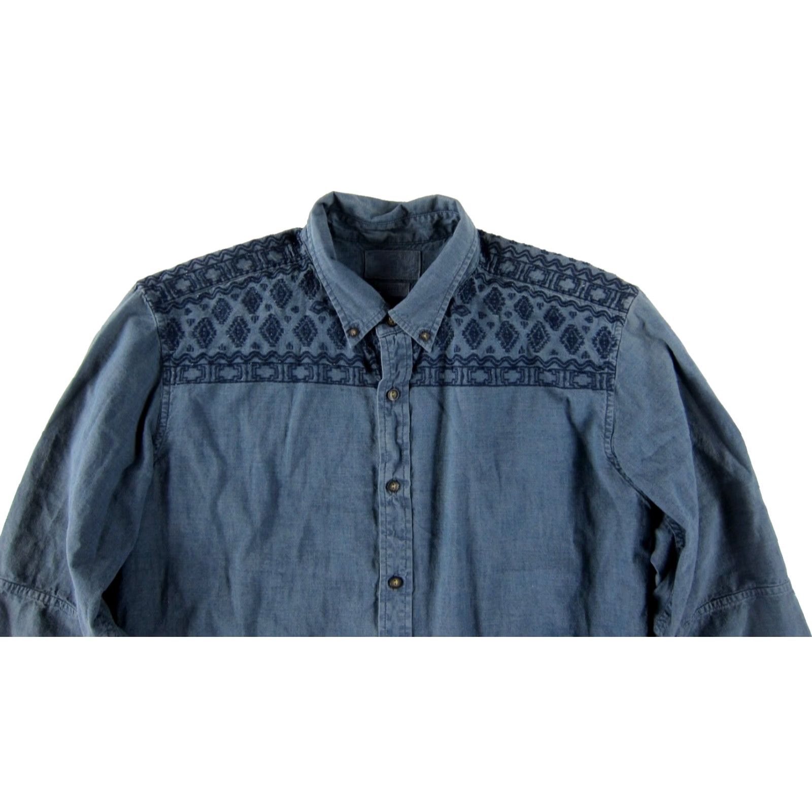 Lucky Brand Lucky Brand 100% Cotton Blue Embroidered Button-Down Long Sleeve Shirt Men Large Size US L / EU 52-54 / 3 - 4 Thumbnail