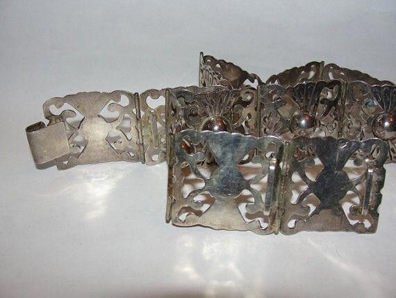 Designer Mexican Handmade Stamped Sterling Silver Belt Size ONE SIZE - 3 Thumbnail