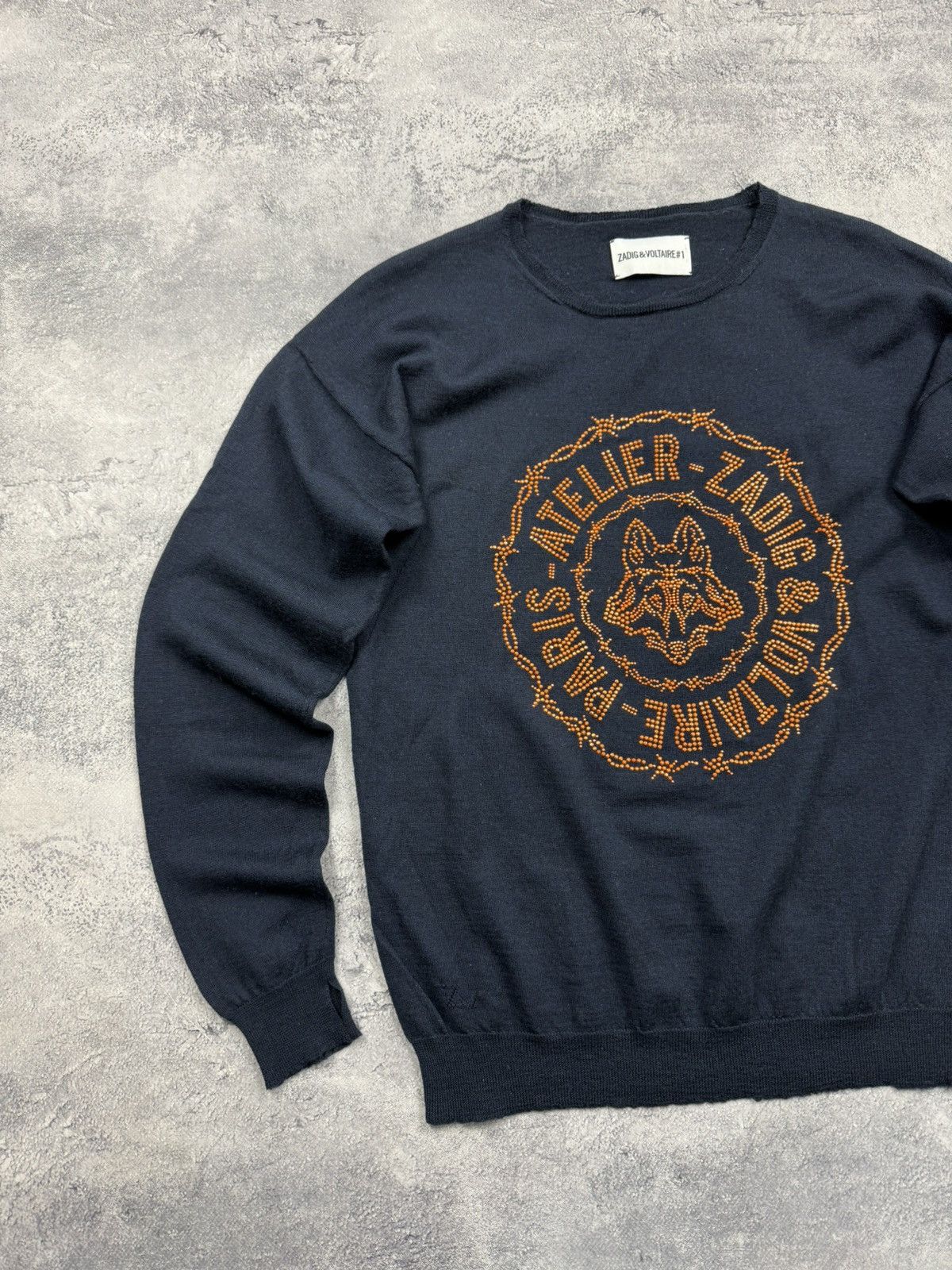 Zadig & Voltaire Zadiq & Voltaire Sweater Navy Jumper Big Logo Streetwear Size US M / EU 48-50 / 2 - 6 Thumbnail