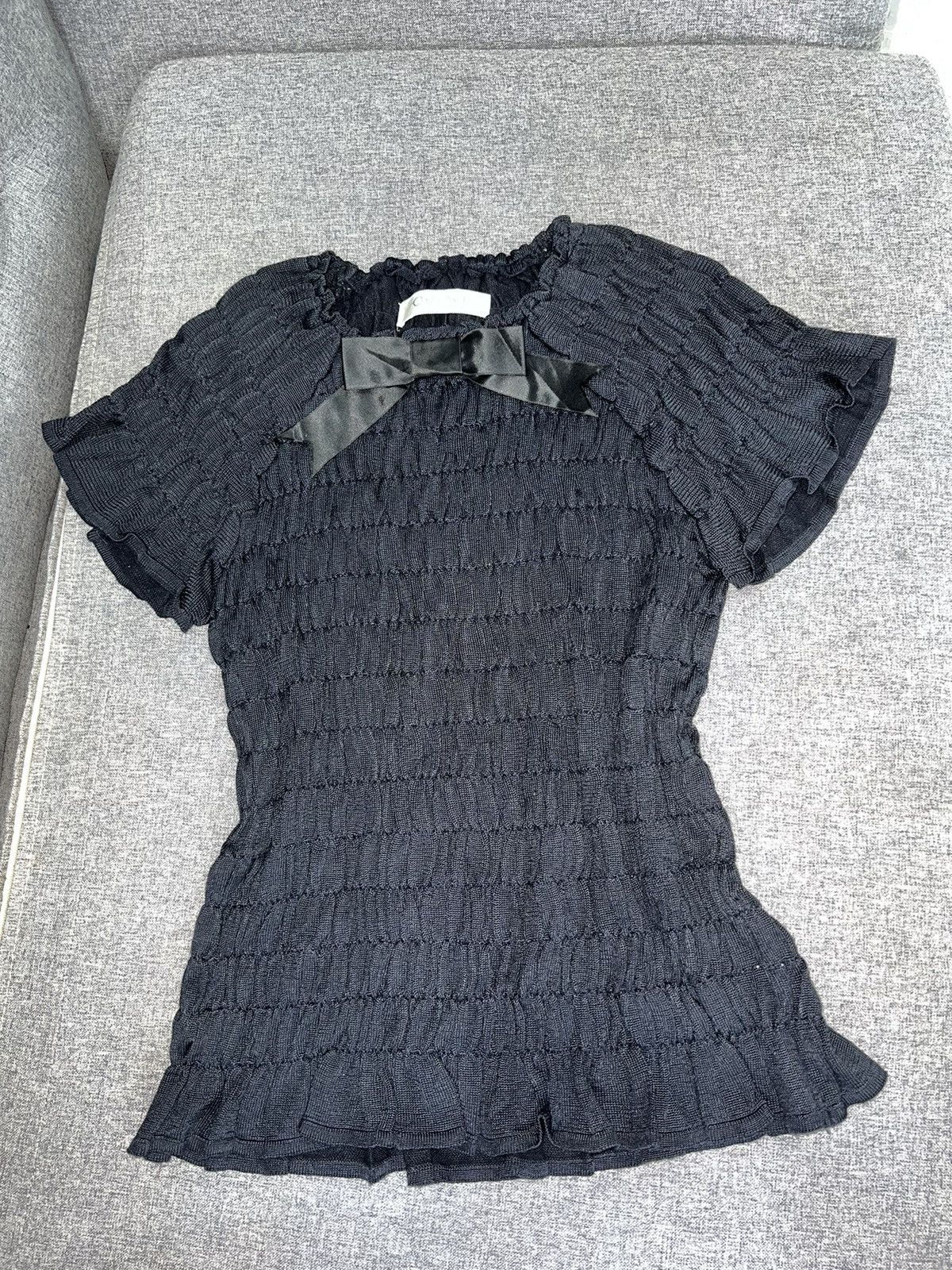 Miu Miu Big bow ruffled stretchy top 💖🎀 Size M / US 6-8 / IT 42-44 - 4 Thumbnail