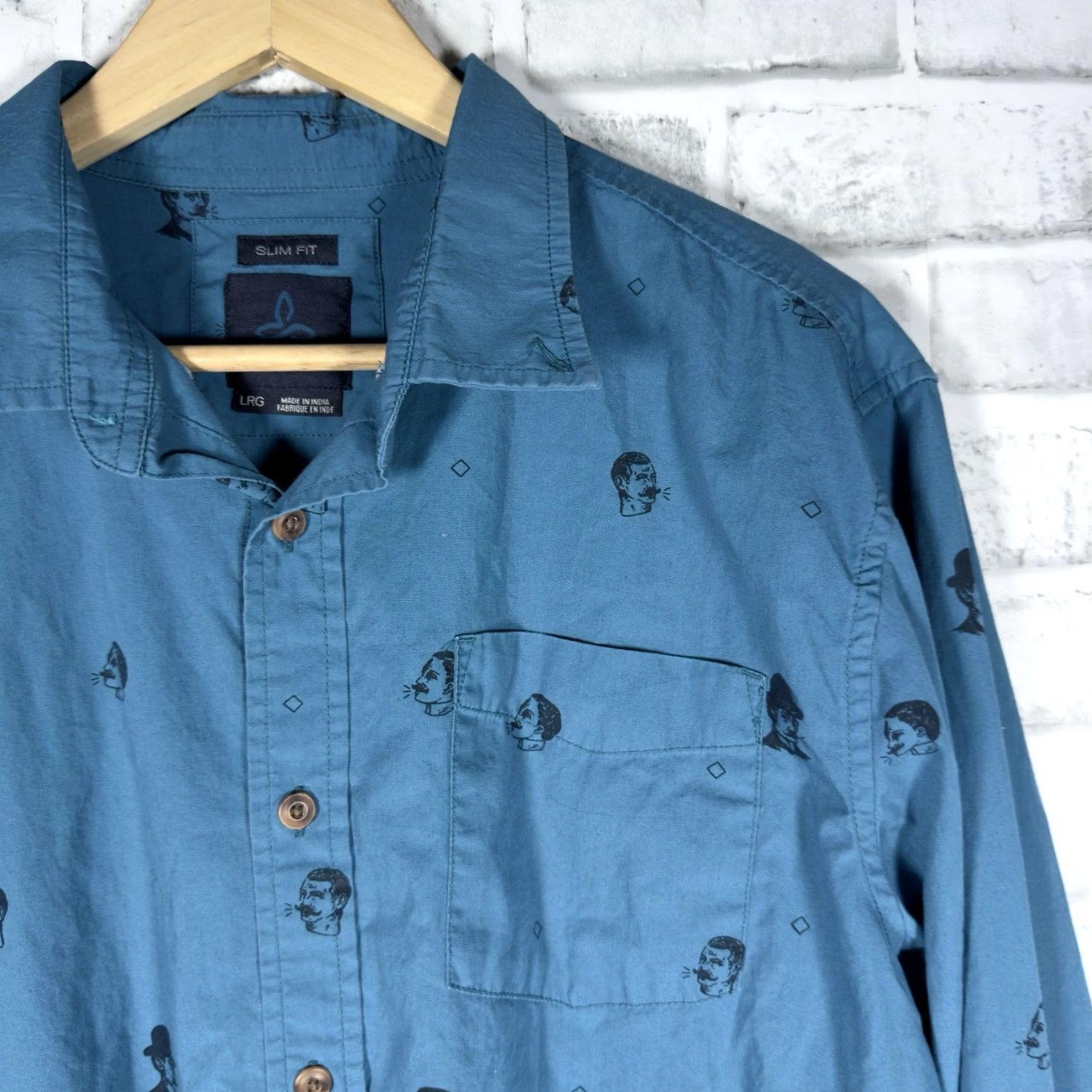 Prana prAna Blue Slim Fit Long Sleeve Button-Down Shirt Mens L Size US L / EU 52-54 / 3 - 2 Thumbnail