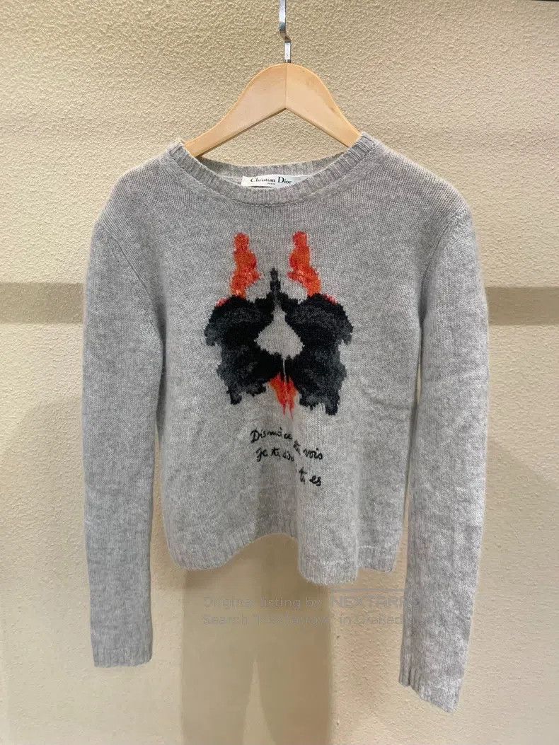 Dior Dior Little bee embroidered gray cashmere sweater Size XS / US 0-2 / IT 36-38 - 1 Thumbnail