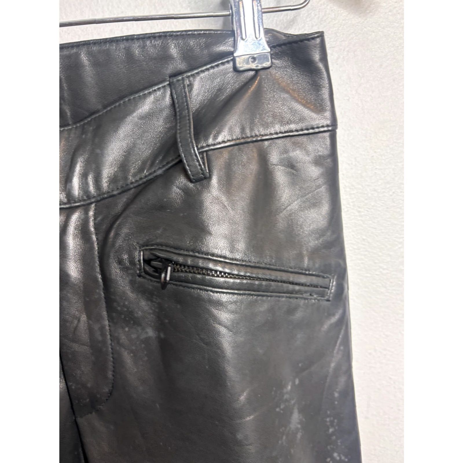 Ralph Lauren Rugby Ralph Lauren Pants Womens 4 Black Leather Skinny Ankle Moto Zip Pockets Size 27" / US 4 / IT 40 - 4 Thumbnail