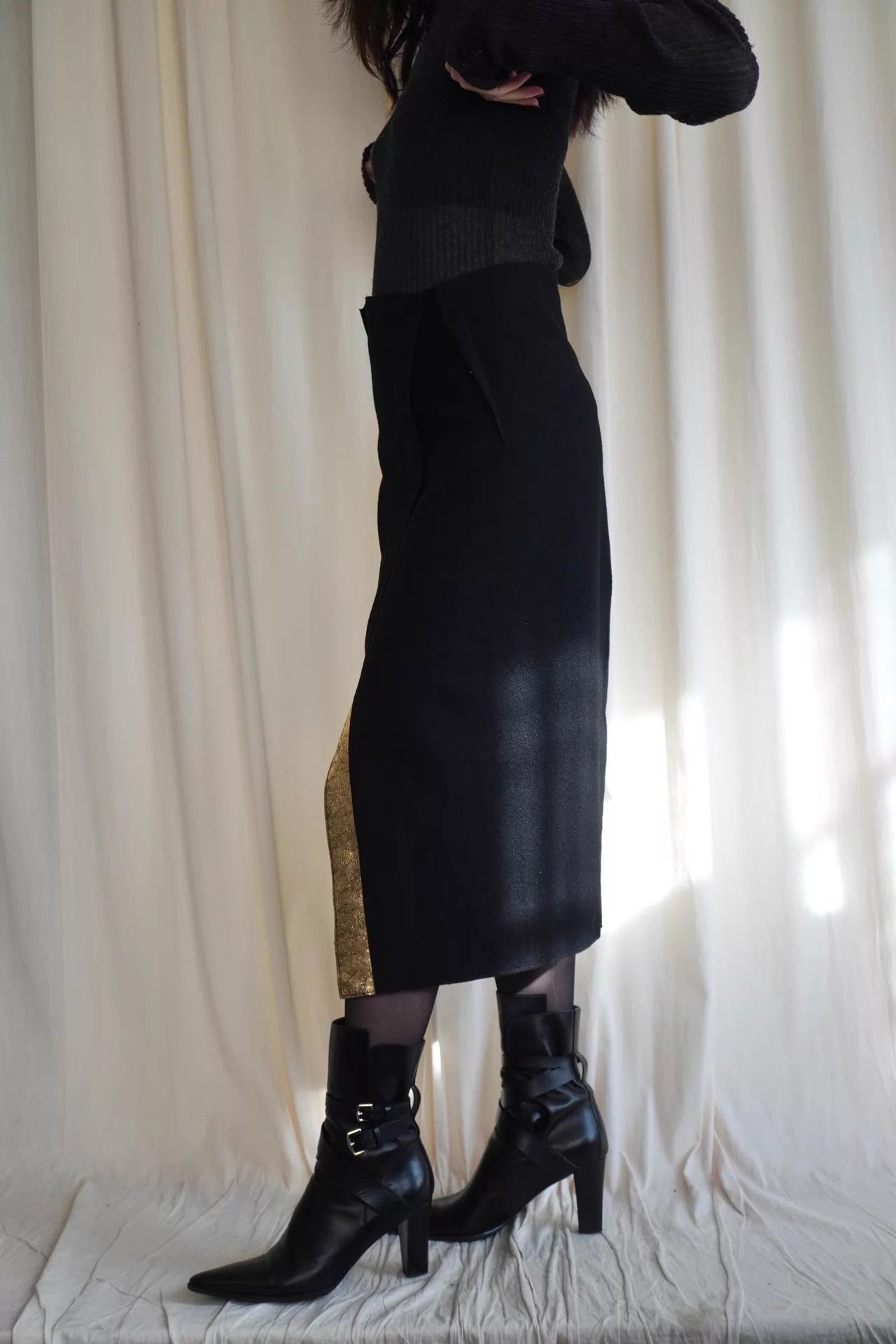 Jil Sander Jil Sander 2000s Gold Structured Wool Skirt Size 24" / US 00 / IT 34 - 7 Thumbnail