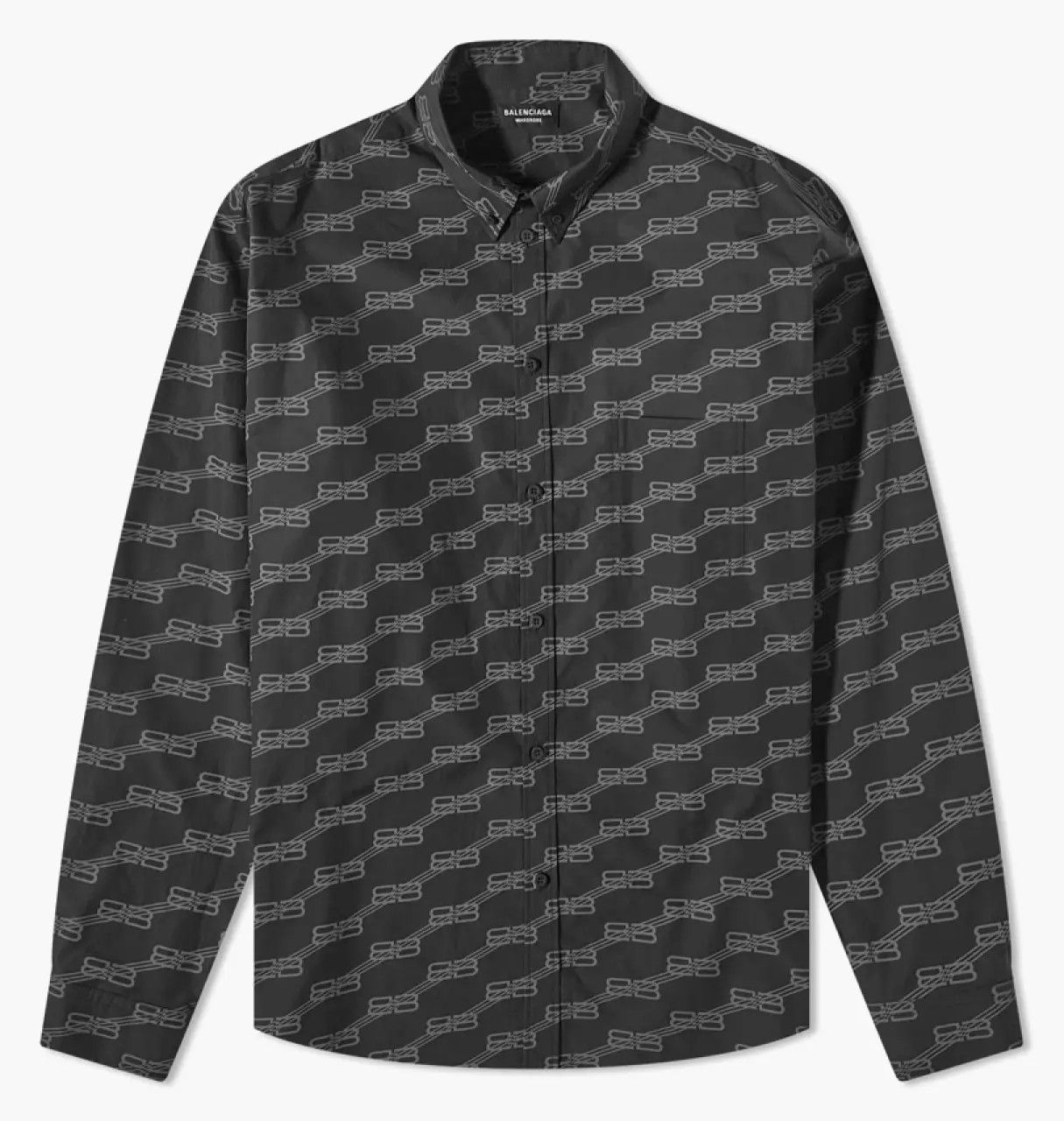 Balenciaga o1la1rc1a1024 BB Monogram Long Sleeve Shirt Large Fit Grey Size US M / EU 48-50 / 2 - 1 Thumbnail