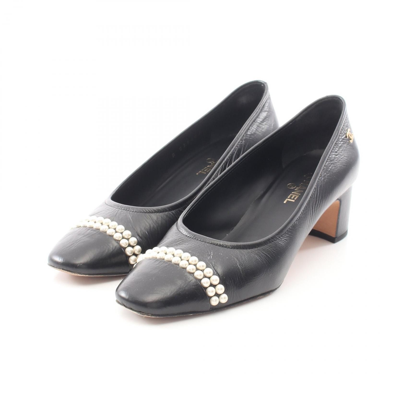 Chanel Chanel Chanel Coco Mark Pearl Leather Pumps Leather Shoes G35402 DUTY FREE for USA Size ONE SIZE - 1 Thumbnail