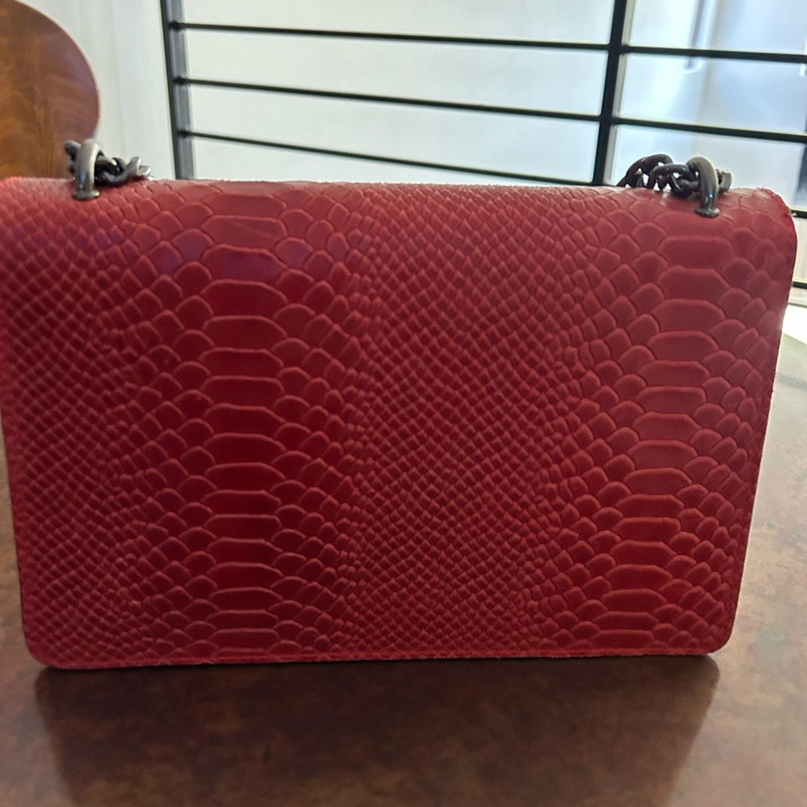 Designer Crossbody Red Women embossed Snake Leather Clutch Bag Size ONE SIZE - 3 Thumbnail
