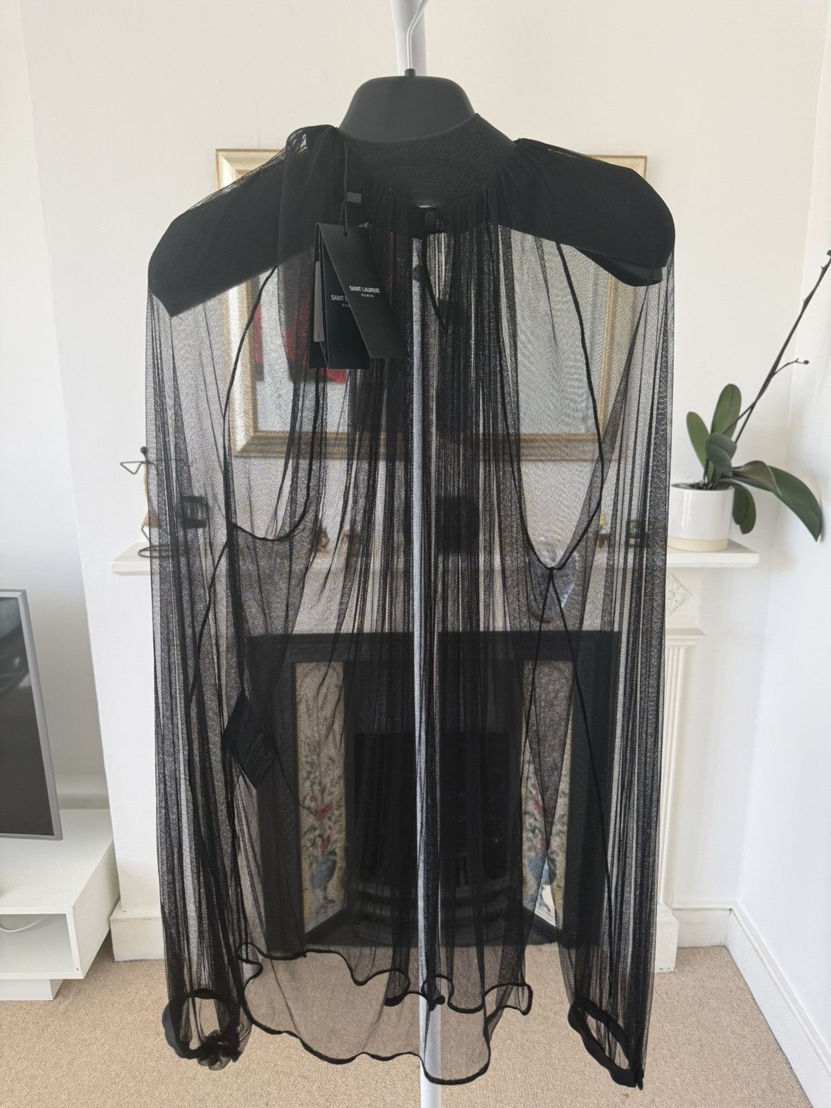 Saint Laurent Paris SS24 Saint Laurent Gathered Blouse in Silk Tulle Size US M / EU 48-50 / 2 - 4 Thumbnail