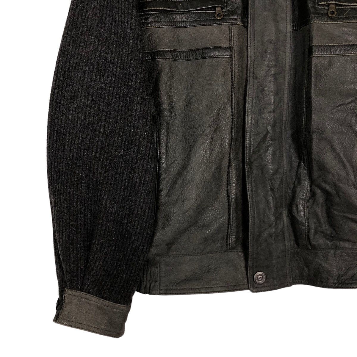 Japanese Brand 🔥Vintage Biker Leather Jacket Japan Made Knit Sleeve Rare Size US L / EU 52-54 / 3 - 4 Thumbnail