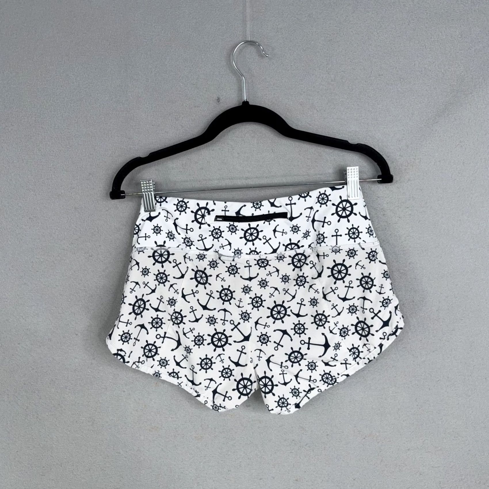 Nautica Zoot Womens Small White Nautical Lined Running Athletic Shorts Sophie Watts Pockets Geometric Size 28" / US 6 / IT 42 - 4 Thumbnail