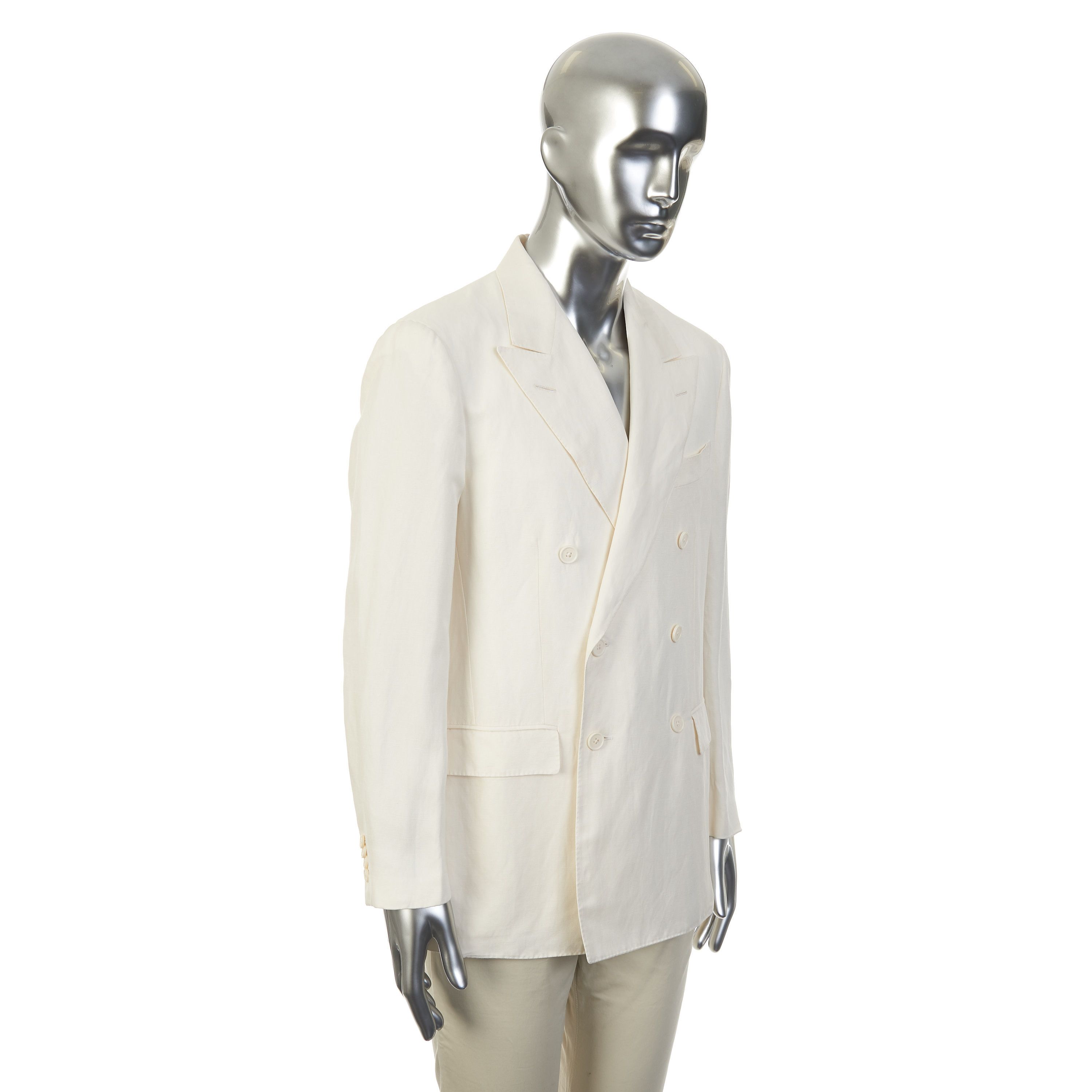Loro Piana Double-Breasted Blazer Jacket In Silk Linen Size 40R - 9 Thumbnail