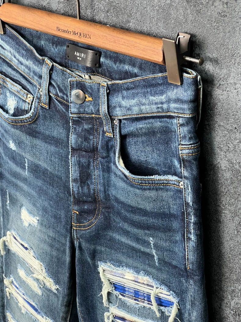 Amiri Amiri leather label logo micro-elastic destroyed jeans Size US 29 - 4 Thumbnail
