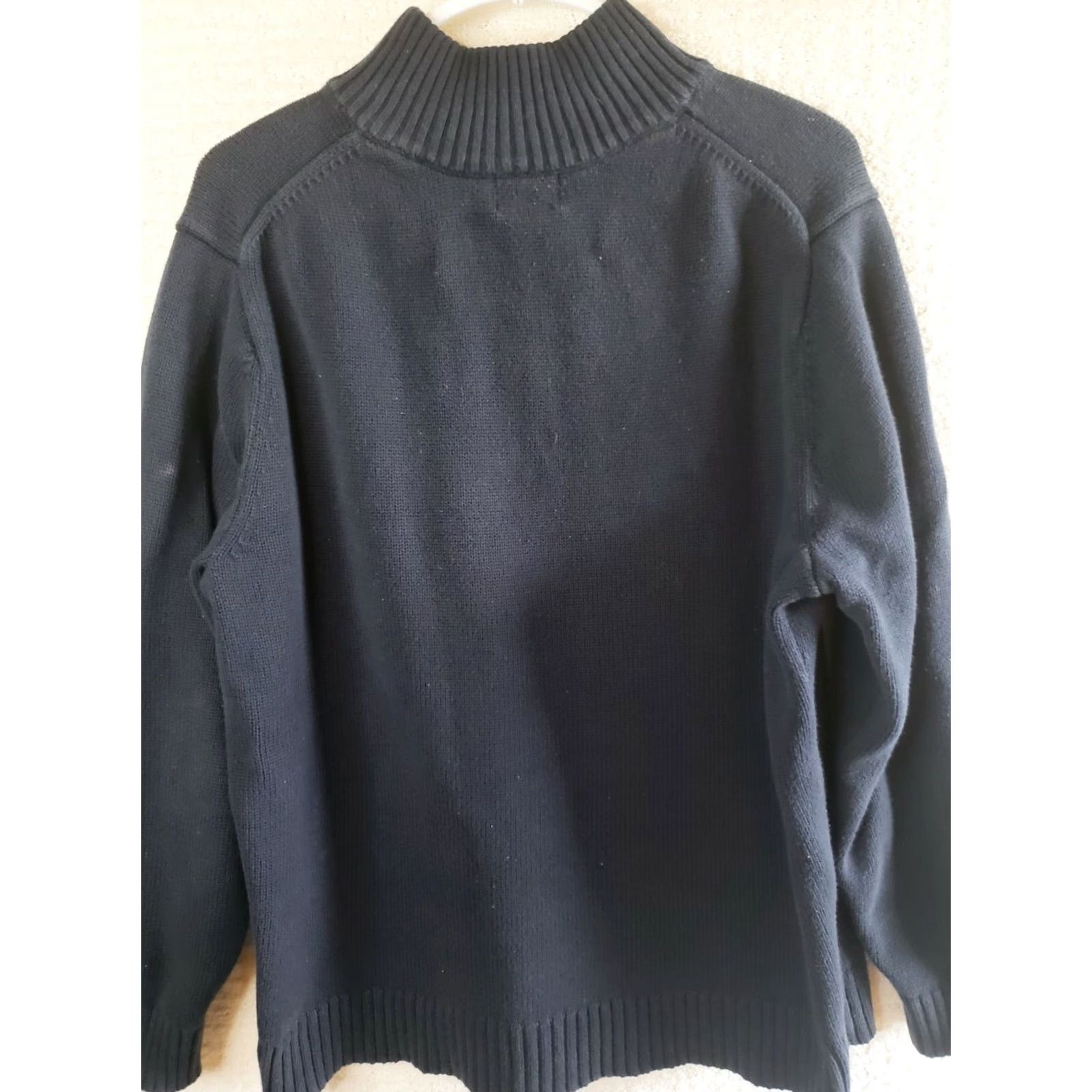 Vintage LL Bean Sweater Mens L Reg Navy Blue 1/4 Zip Mock Neck Pullover 100% Cotton Size US L / EU 52-54 / 3 - 5 Thumbnail