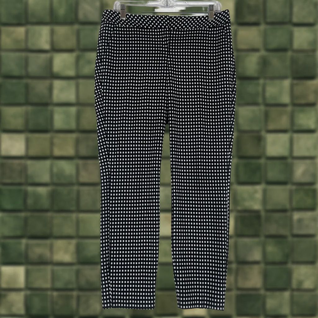 Express VINTAGE Express Columnist Pants Womens 6 Regular Black White Houndstooth Plaid Work Size 28" / US 6 / IT 42 - 1 Thumbnail