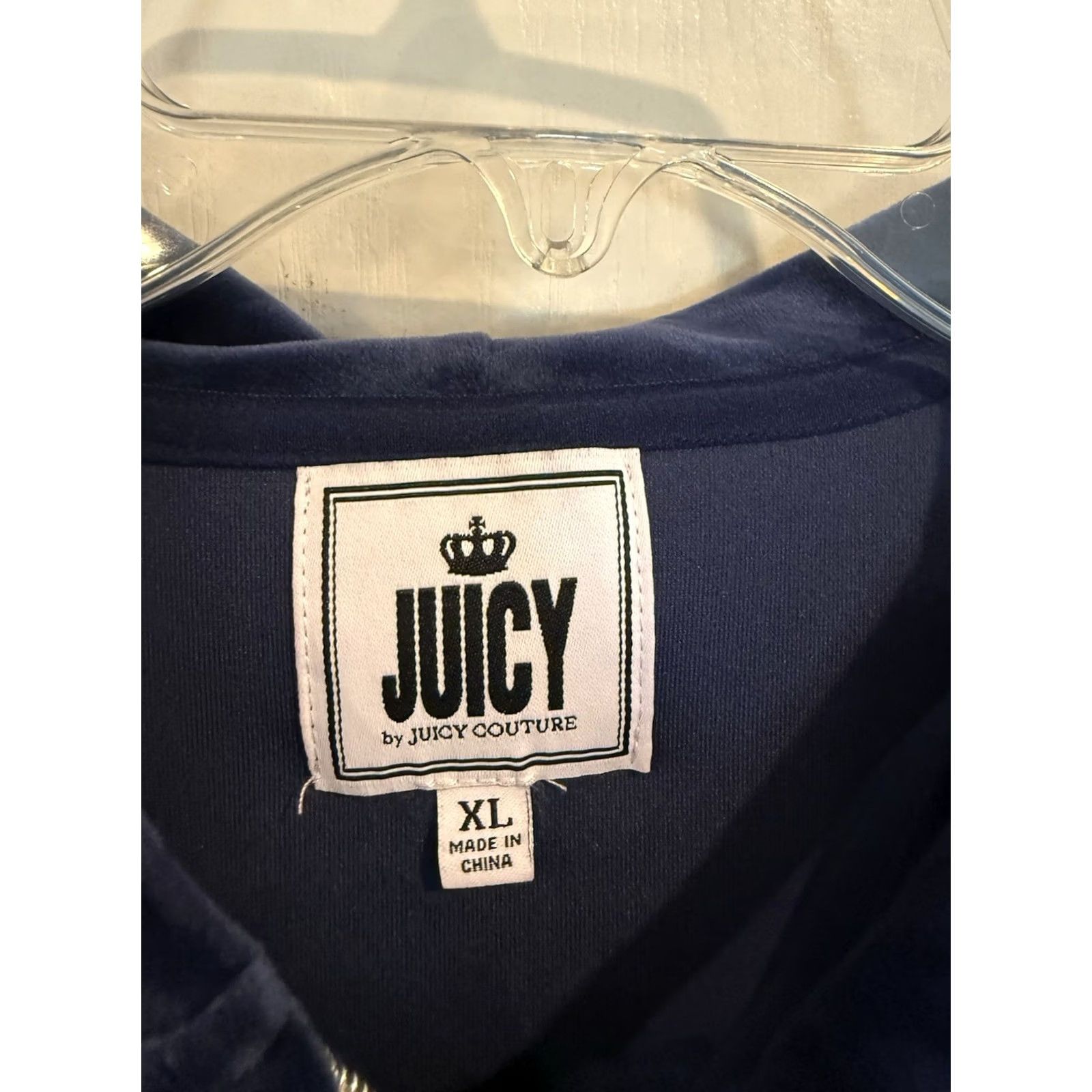 Juicy Couture Juicy Couture Hoodie Womens XL Blue Velour Full Zip Stretch Hoodie Sweatshirt Zipper Crew Neck Regular Velour Size XL / US 12-14 / IT 48-50 - 5 Thumbnail