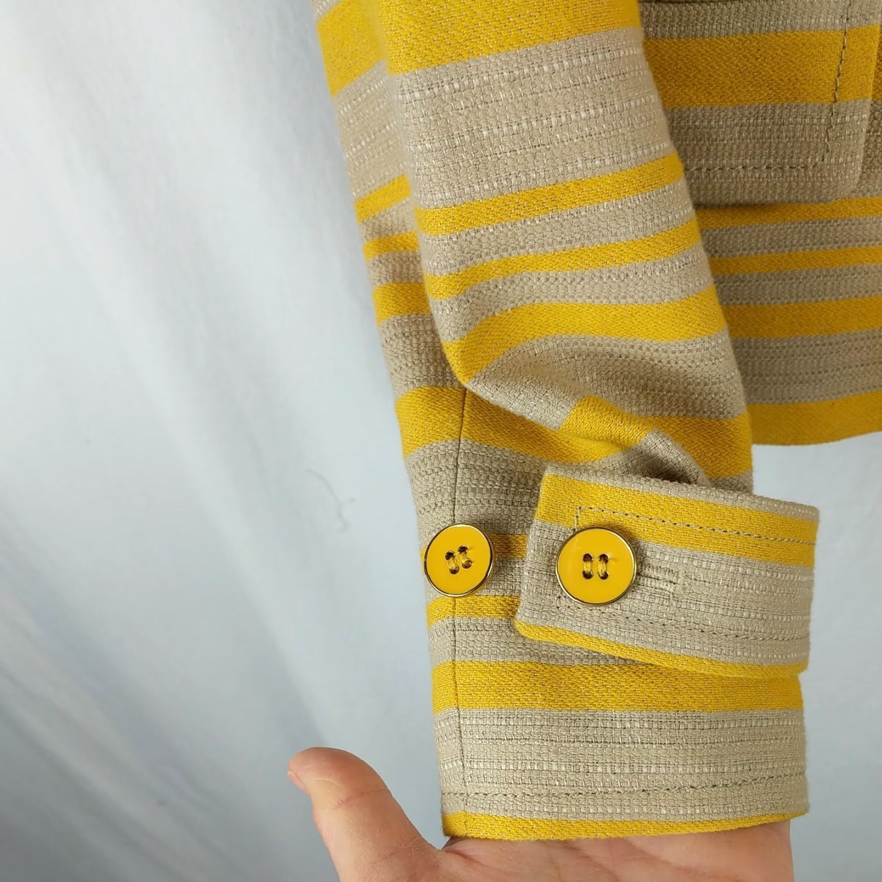 Talbots Talbots Blazer Jacket Women 12 Yellow Striped Linen Blend Double-Breasted Suit Jacket Mens/Womens Size XL / US 12-14 / IT 48-50 - 4 Thumbnail