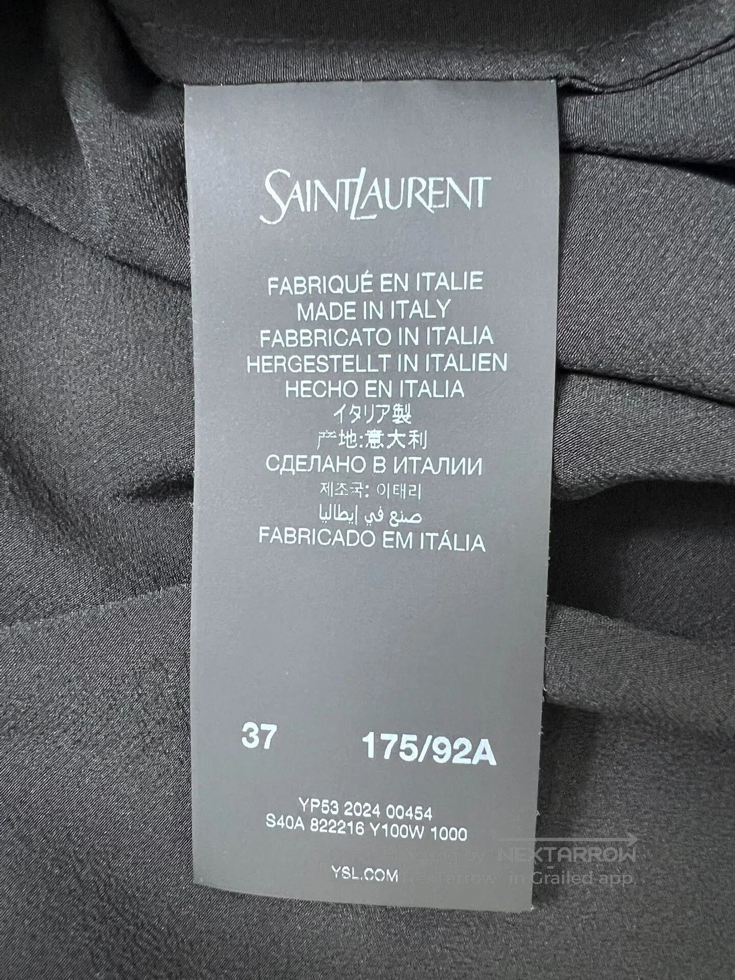 Saint Laurent Black Silk Bow Tie Shirt.