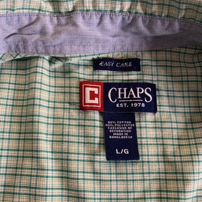 Chaps CHAPS Easy Care Men's Large Casual Shirt Green Plaid Button Size US L / EU 52-54 / 3 - 3 Thumbnail