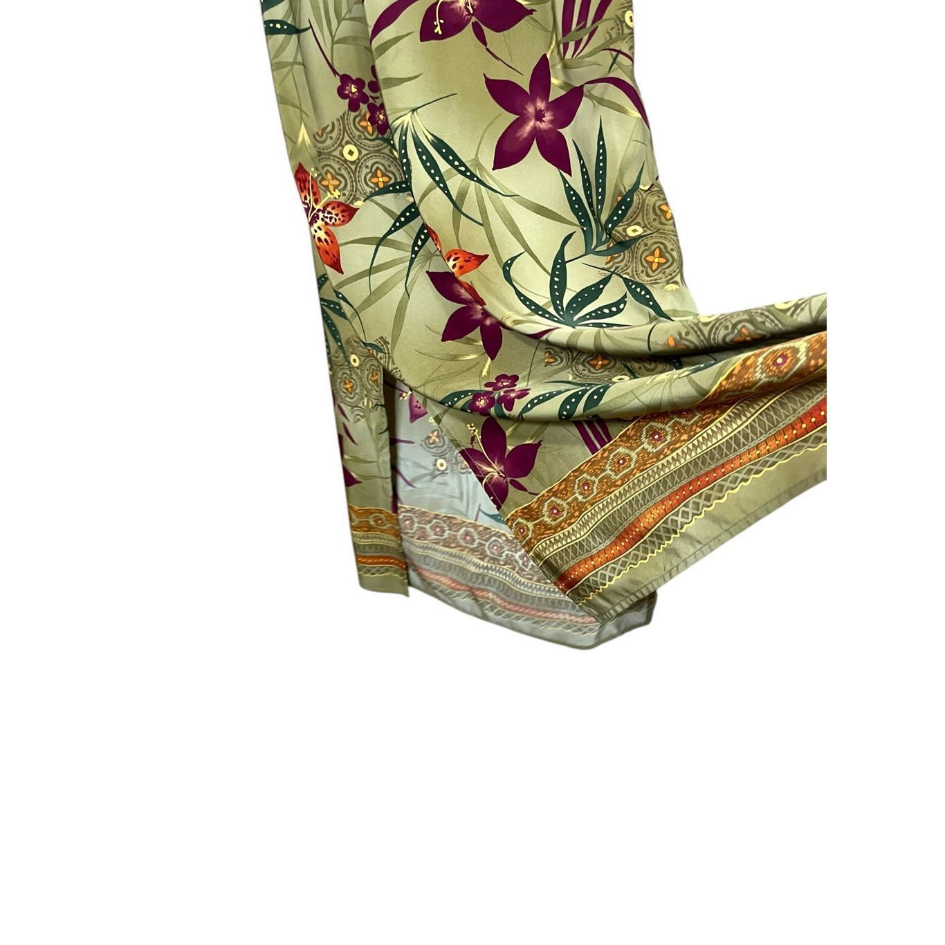 Other Vintage R&K Dress Maxi Sleeveless Floral Hibiscus Tropical Olive Green 10 Size L / US 10 / IT 46 - 5 Thumbnail