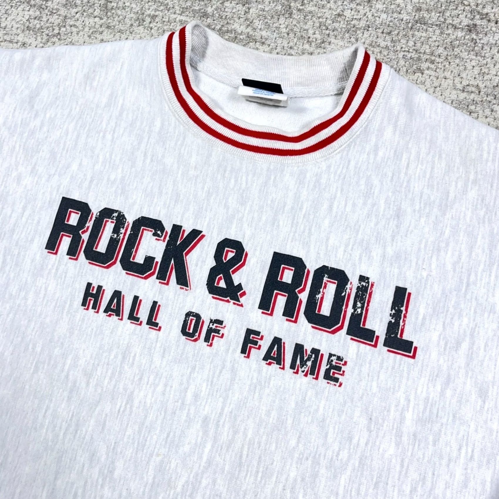 Champion Rock & Roll Hall of Fame Sweatshirt Men XL Gray Champion Reverse Weave Ringer Crew Neck Pullover Logo Vintage? No. Size US XL / EU 56 / 4 - 7 Thumbnail