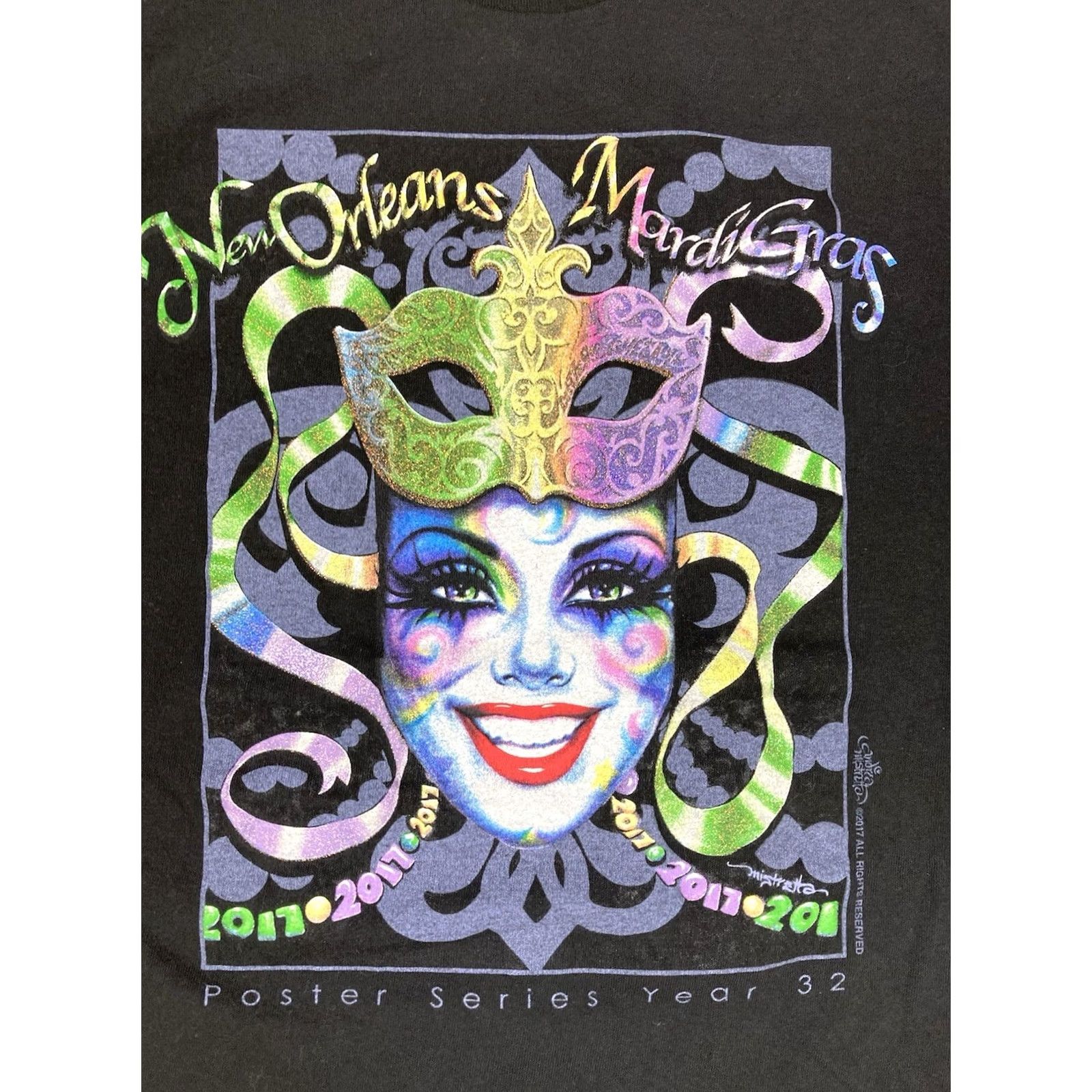 Delta VINTAGE Mardi Gras New Orleans 2017 Poster Series Year 32 Graphic T-shirt Men XXL Size US XXL / EU 58 / 5 - 2 Thumbnail