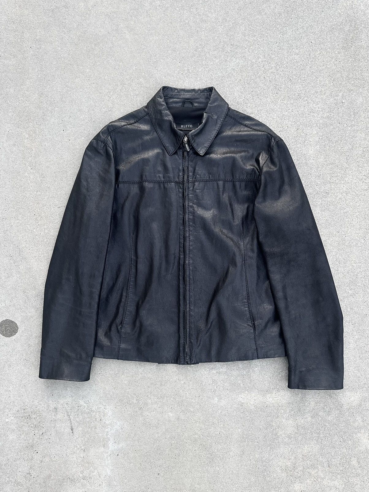 Blouson Cuir D'agneau RUFFO Made In Italy - Taille L, Noir, Style Bomber - Neuf Sans étiquettes, Qualité Italienne Haut De Gamme