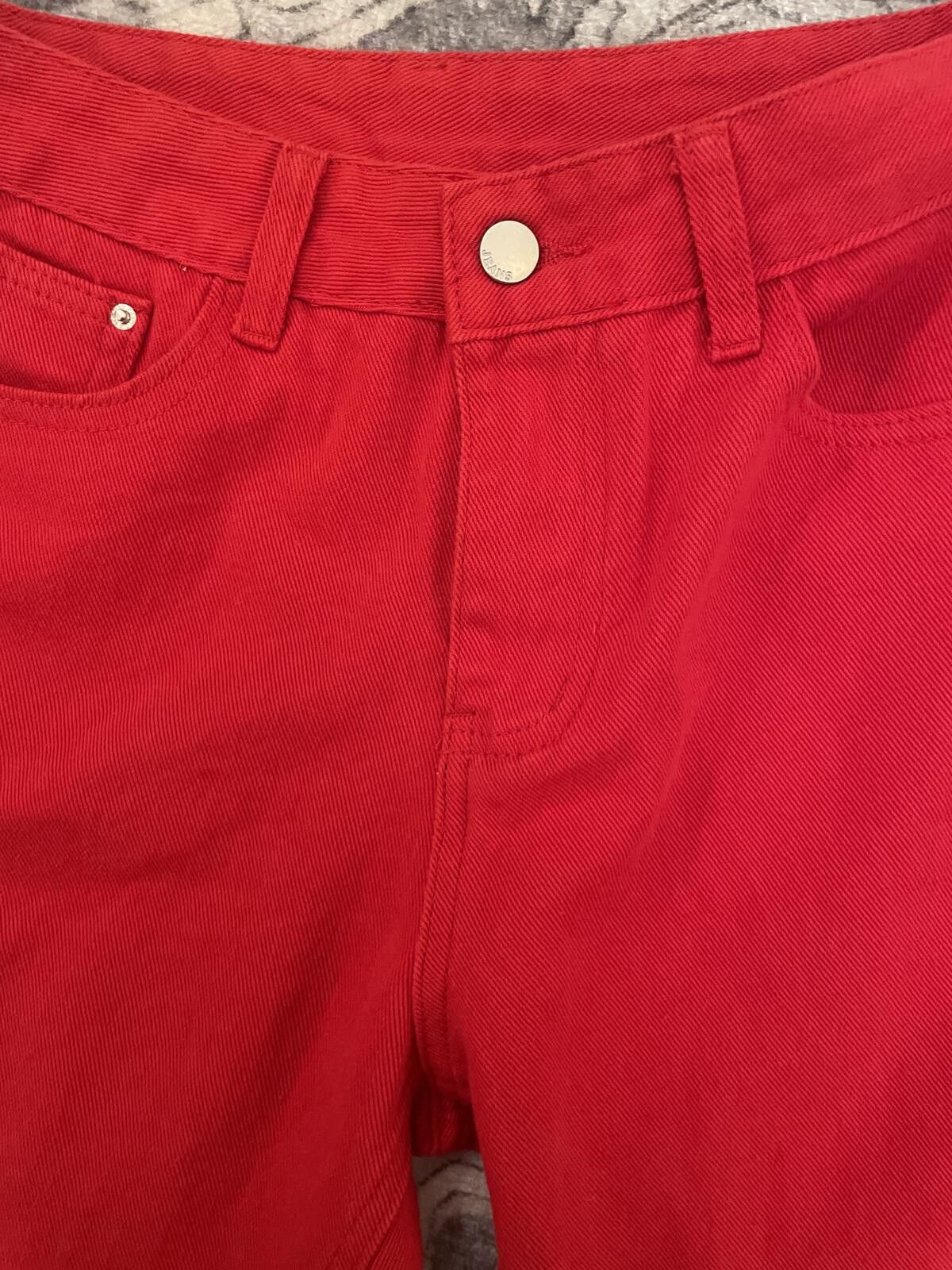 Cyderhouse Cider Wide Leg Jeans Women's Medium Frayed Hem Red Cotton Size 32" / US 10 / IT 46 - 2 Thumbnail