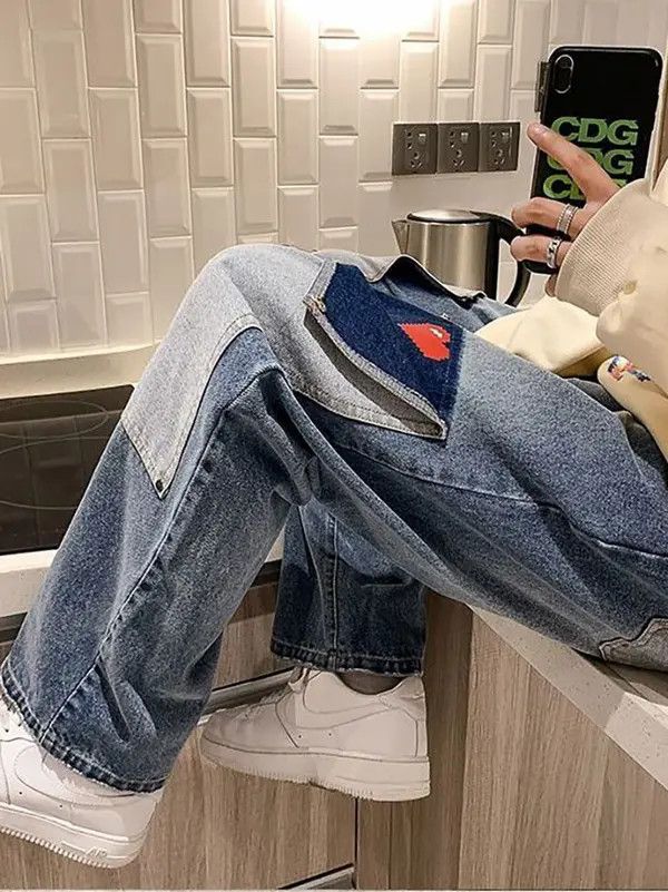 Japanese Brand VIBE Patchwork Multi-Pocket Denim Pants Size US 35 - 4 Thumbnail