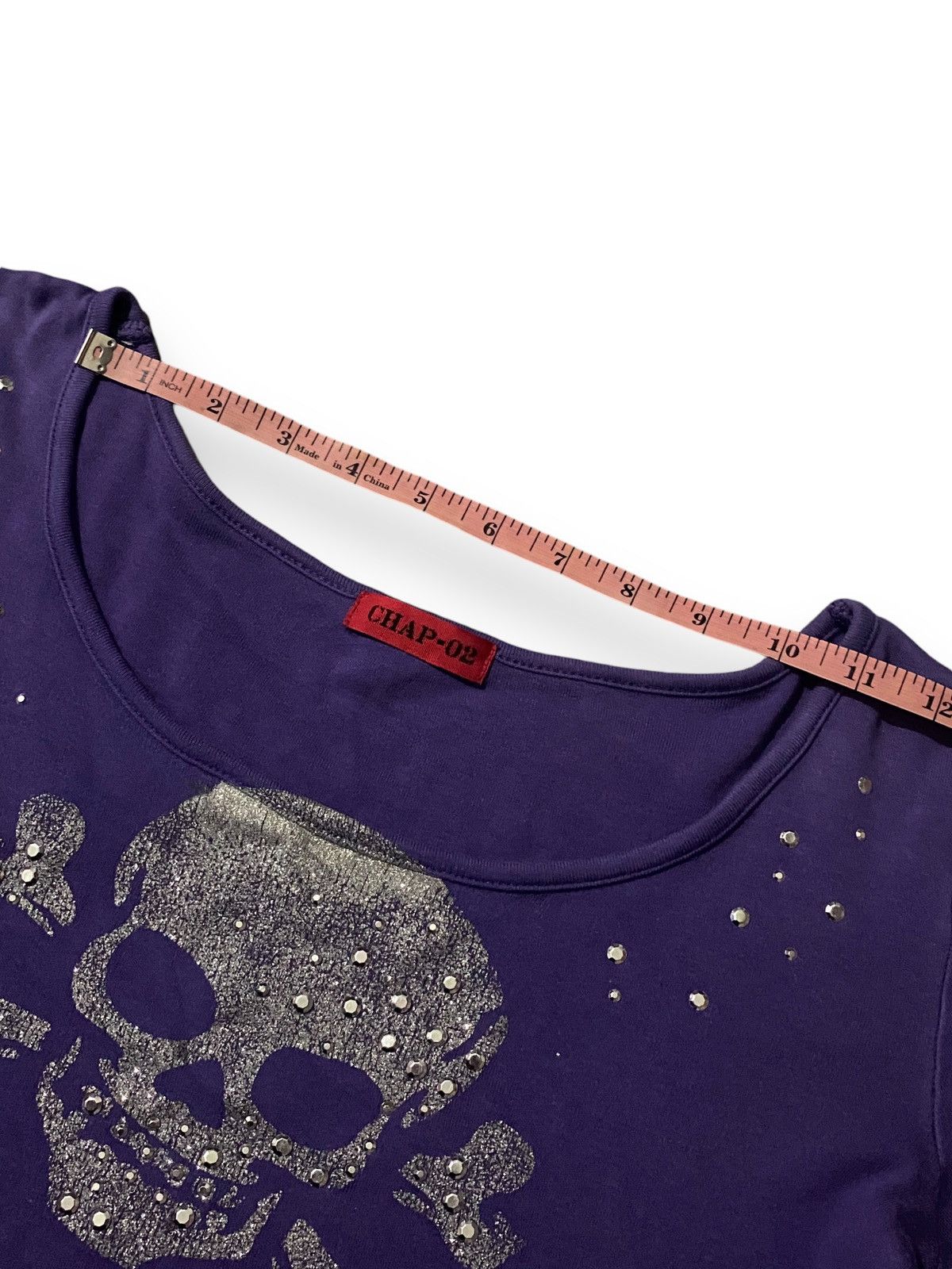 Japanese Brand CHAP - 02 JAPAN DIAMOND SKULL PUNK CROP LONGSLEEVE TEE Size S / US 4 / IT 40 - 7 Thumbnail