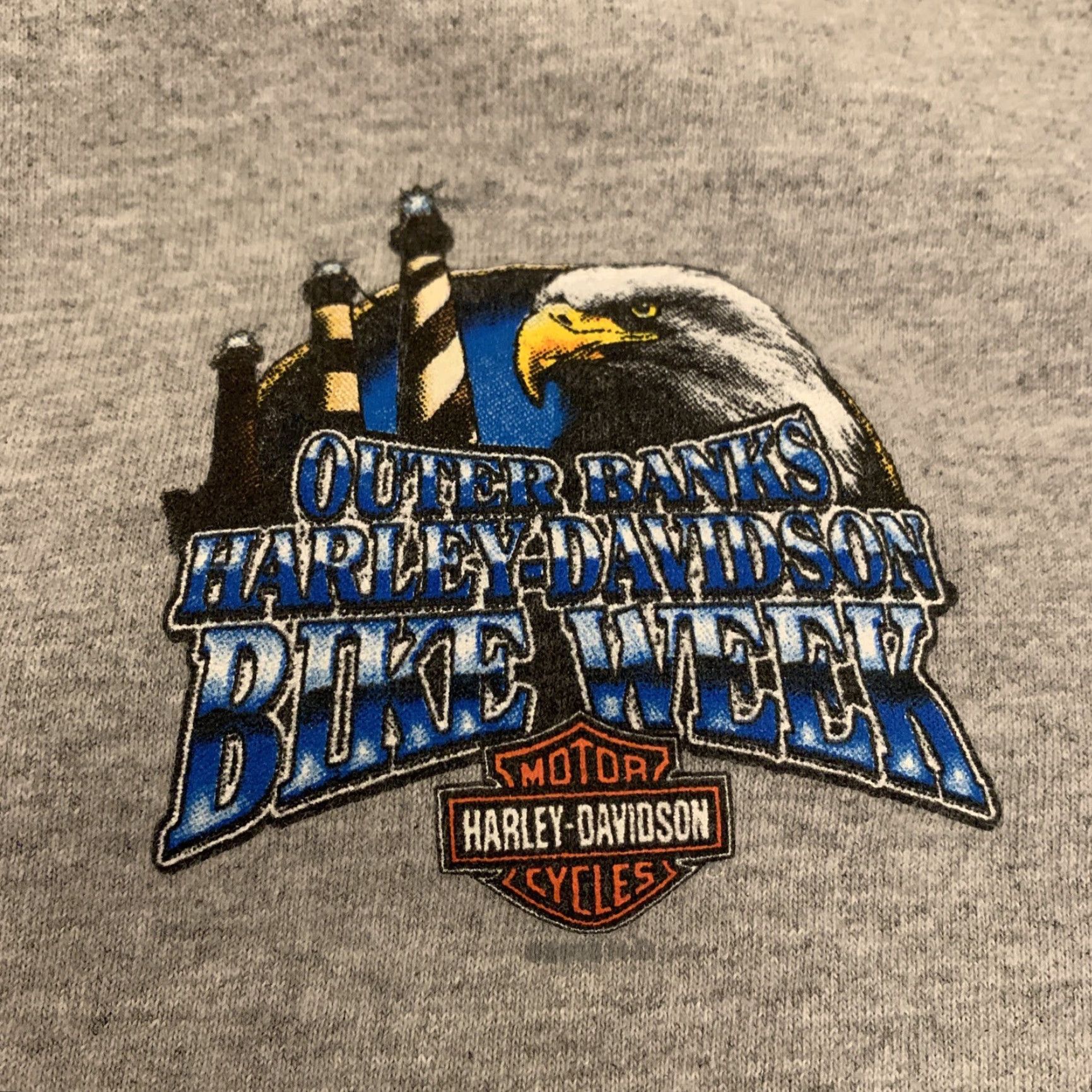 Harley Davidson VINTAGE Harley-Davidson T-Shirt Motorcycle Bike Week 2011 Outer Banks NC Gray Adult XXL Men's Size US XXL / EU 58 / 5 - 2 Thumbnail
