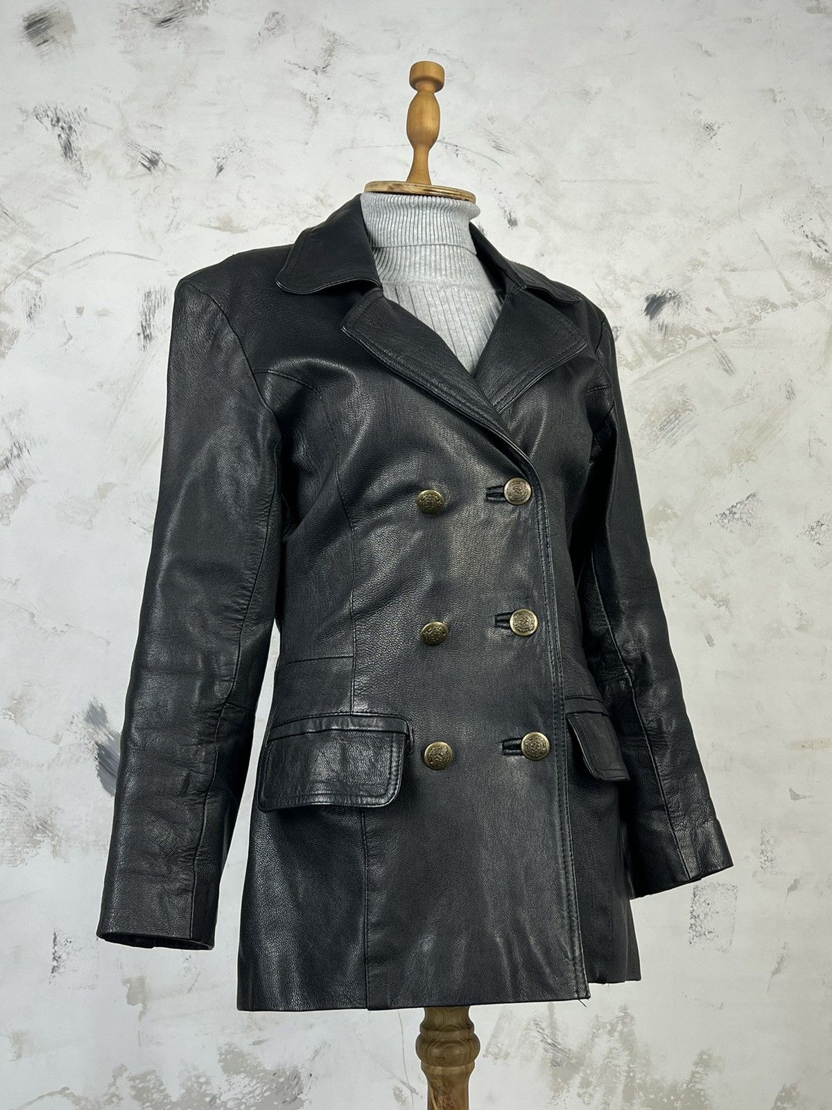 Vintage Spirit of America Leather Double Breasted Jacket S - M Size M / US 6-8 / IT 42-44 - 2 Thumbnail