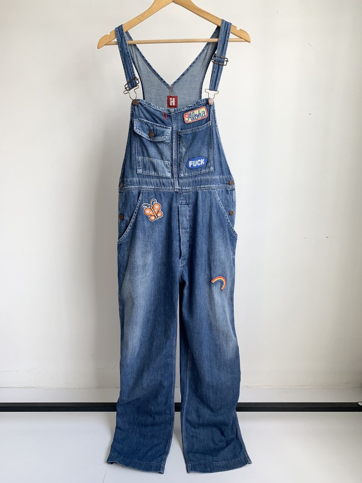 image of Hysteric Glamour "fuck" Overall (One Size) in Denim, Men's (Size 32)