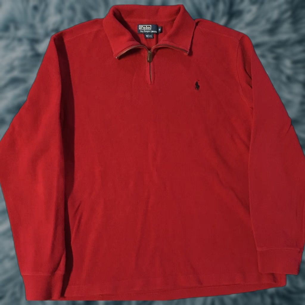 Polo Ralph Lauren VINTAGE Polo Ralph Lauren Sweater Shirt XL Red 1/4 ZIP 90s Sailing Nautical USA Flag Men Size US XL / EU 56 / 4 - 1 Thumbnail
