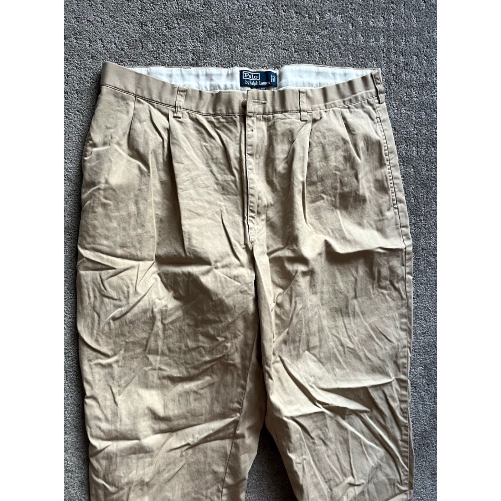 Polo Ralph Lauren Polo Ralph Lauren Mens Hammond Pants 36x24 Beige Cuff Pleated Made Mexico Size US M / EU 48-50 / 2 - 2 Thumbnail