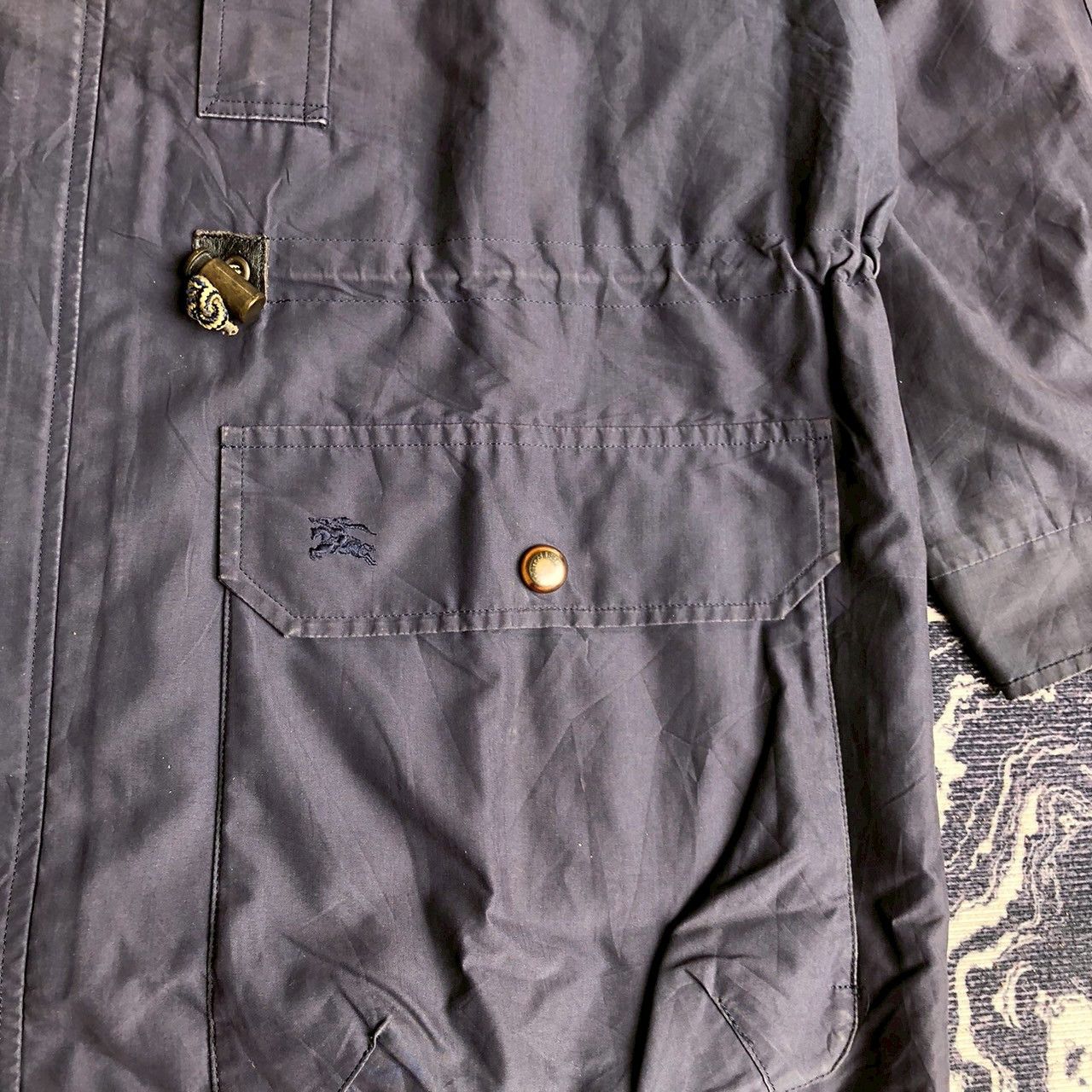 Burberry Vintage 90s Burberrys Field Jacket Blue Utility Coat Size US M / EU 48-50 / 2 - 6 Thumbnail