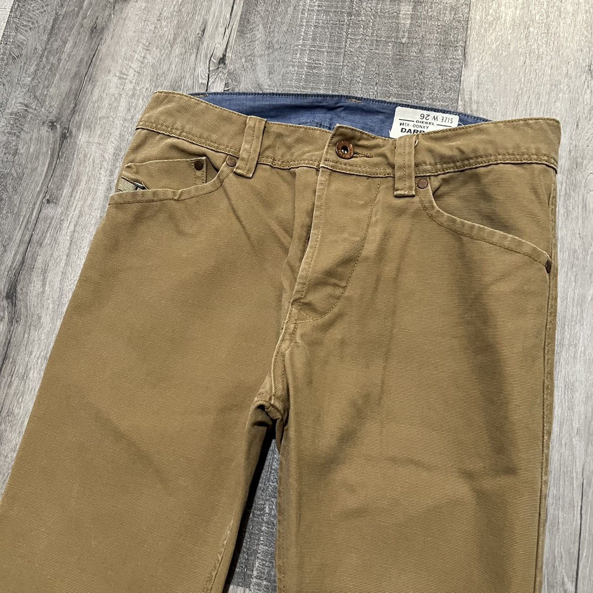 Diesel DIESEL DARRON-A Men's Beige Canvas Slim Tapered Pants Jeans Size US 26 / EU 42 - 3 Thumbnail