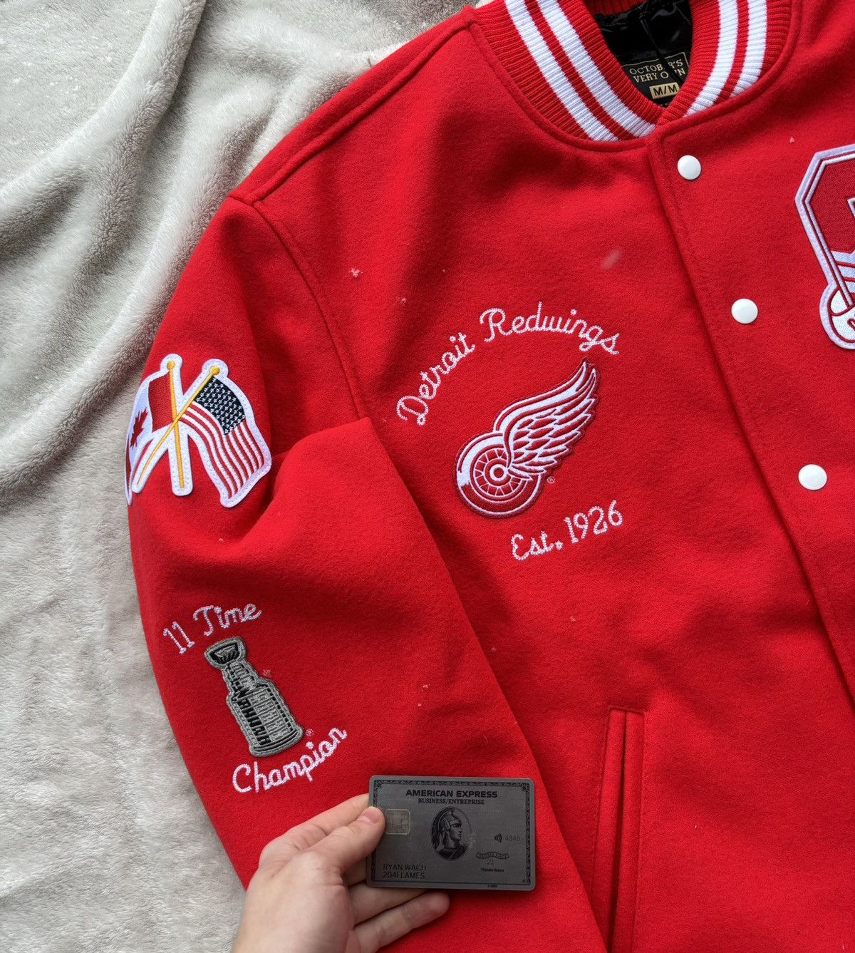 October's Very Own OVO x NHL Detroit Red Wings Varsity Jacket Size US XXL / EU 58 / 5 - 3 Thumbnail