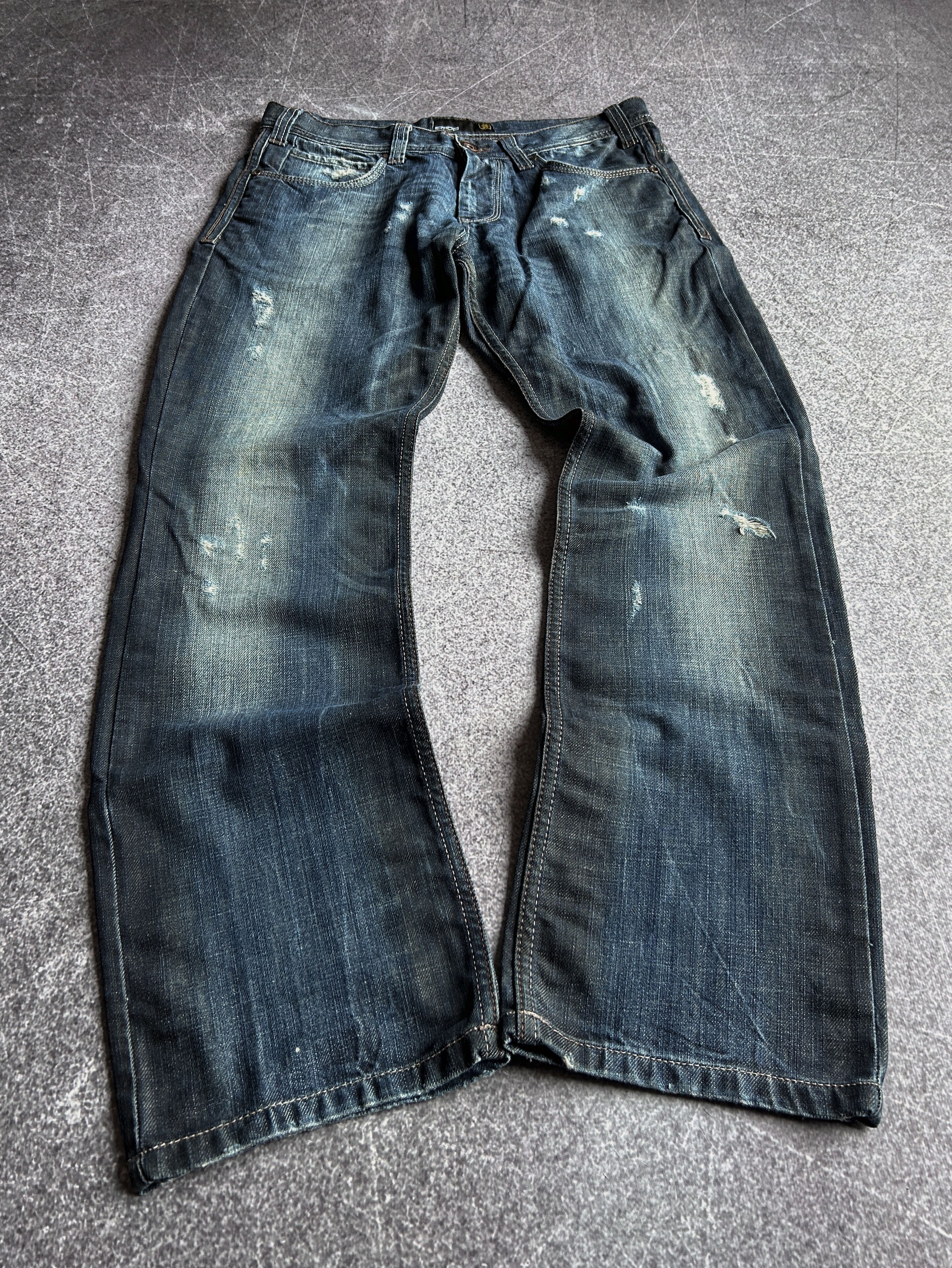 Designer VTG JAPANESE EVISU STYLE DISTRESSED WASHED JEANS 90s Size US 32 / EU 48 - 1 Thumbnail