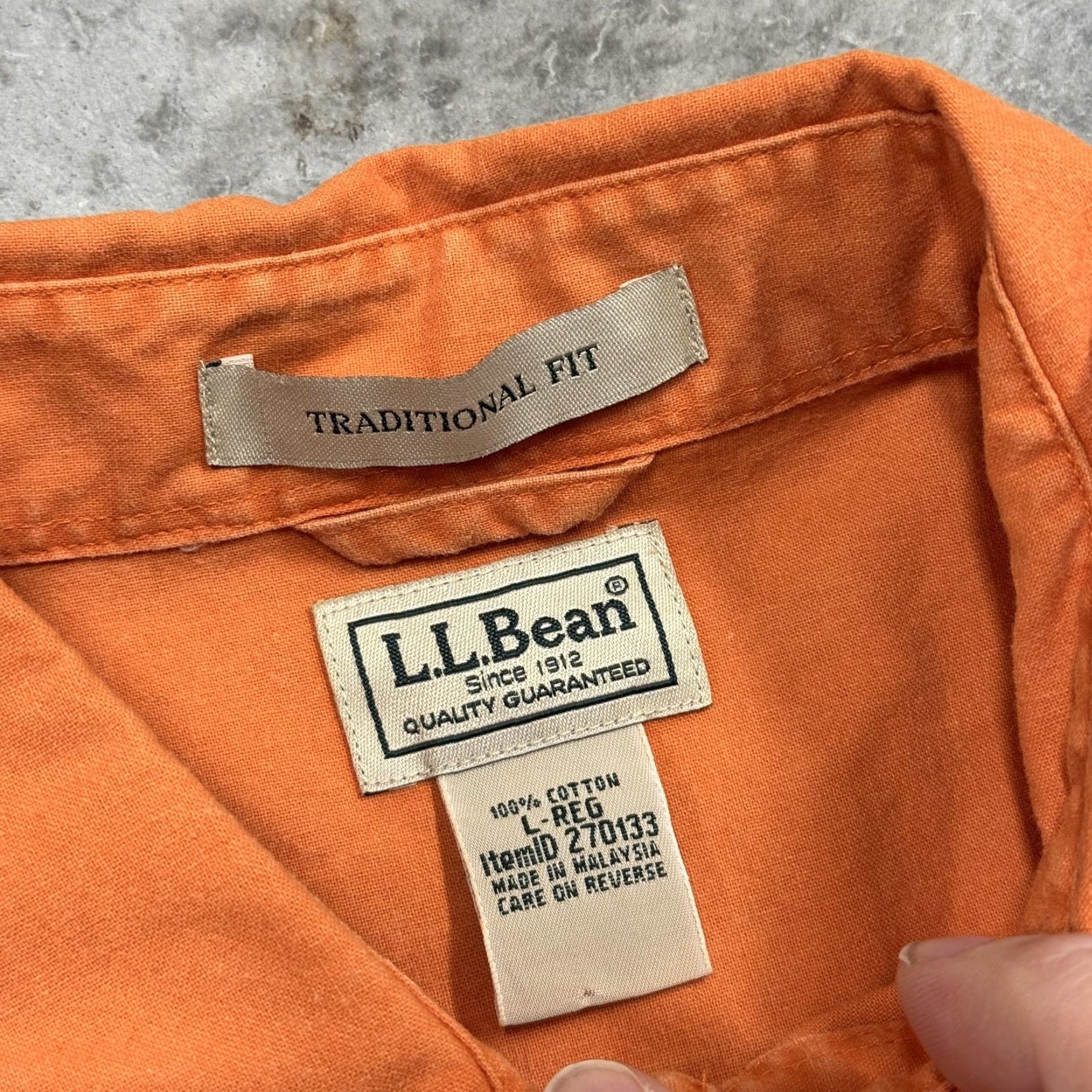 Vintage L.L. Bean Shirt Mens Large Orange Solid Button Front Dual Pocket Cotton Workwear Size US L / EU 52-54 / 3 - 2 Thumbnail