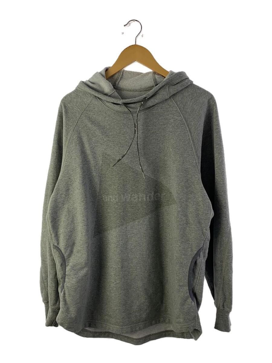 image of And Wander Logo Hoodie in Grey, Men's (Size Large)